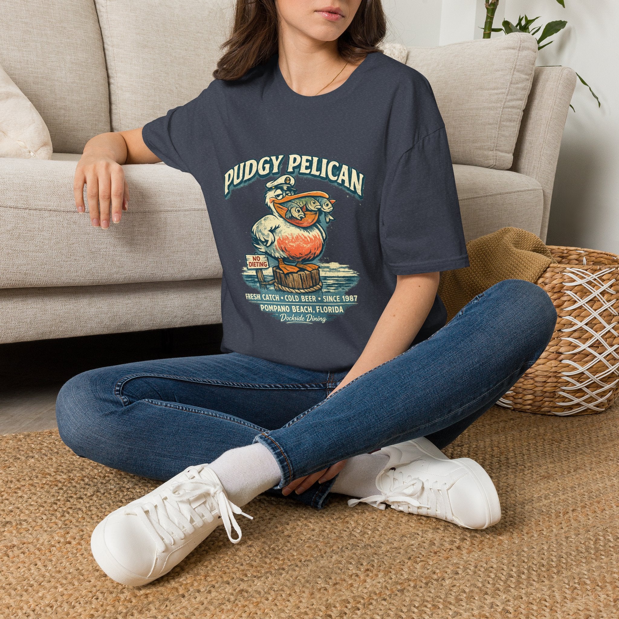 Pudgy Pelican Graphic T-Shirt — Vintage Beach Bird Tee