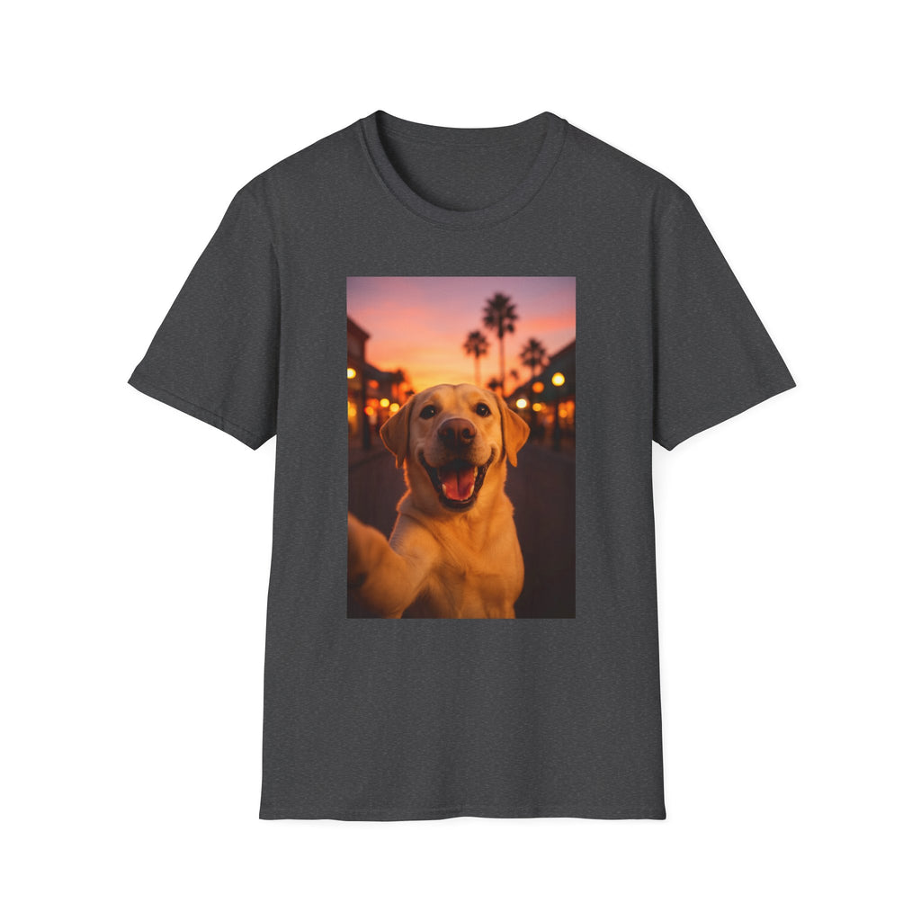 Yellow Lab Dog Selfie Unisex Softstyle T-Shirt - Cute Animal Lover Gift, Dog Mom Shirt, Funny Pet Tee, Puppy Owner Apparel, Dog Selfie