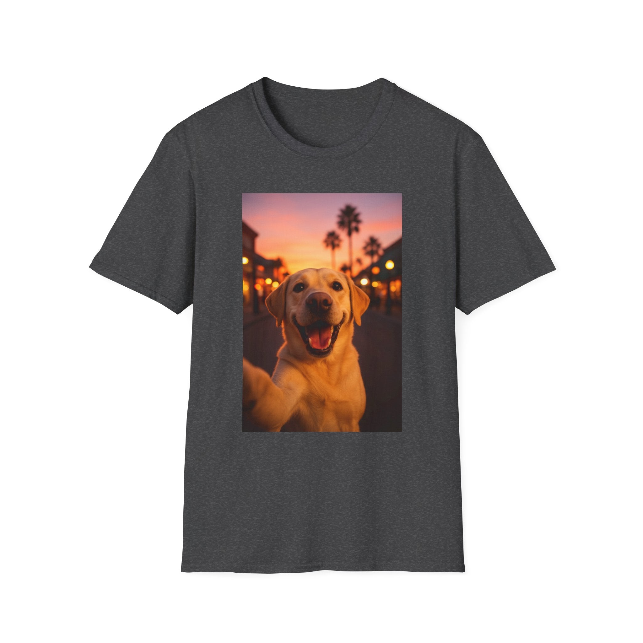 Yellow Lab Dog Selfie Unisex Softstyle T-Shirt - Cute Animal Lover Gift, Dog Mom Shirt, Funny Pet Tee, Puppy Owner Apparel, Dog Selfie