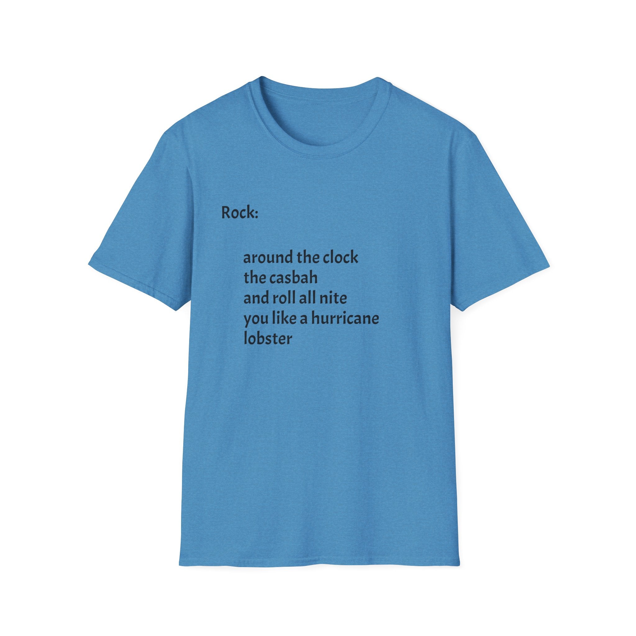 Lyrics Tee — Minimal 'Rock: around the clock the casbah' Song Lyric T-Shirt