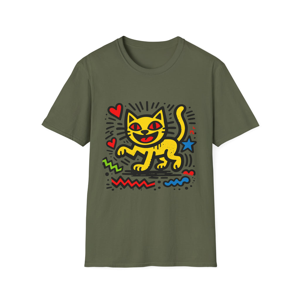 Playful Pop Art Cat T-Shirt | Colorful Retro Graphic Tee