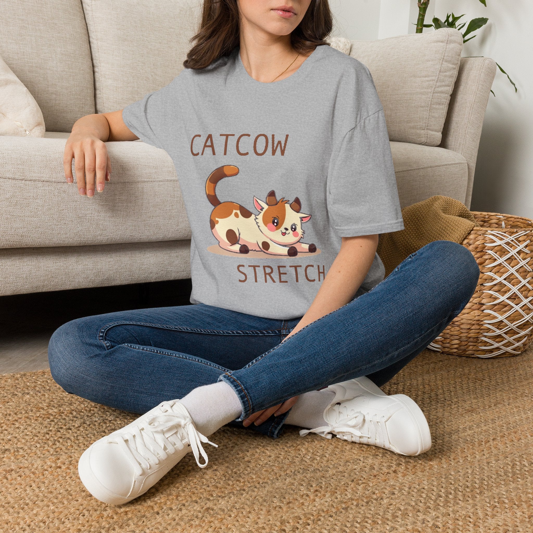 Catcow Stretch T-Shirt | Cute Calico Cat Illustration