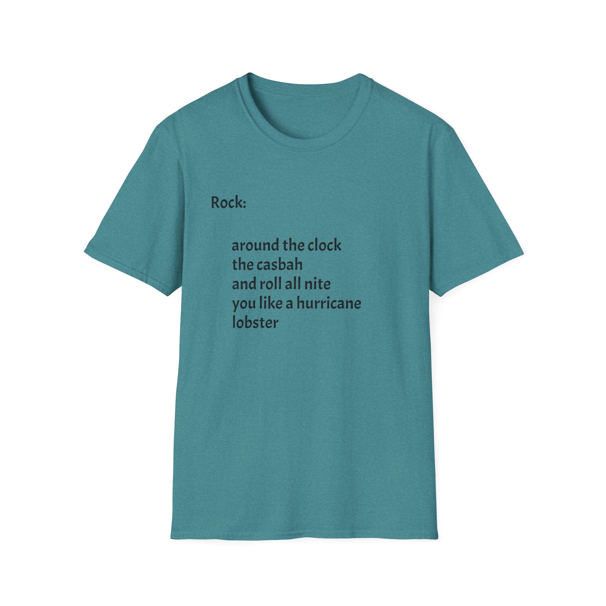 Lyrics Tee — Minimal 'Rock: around the clock the casbah' Song Lyric T-Shirt