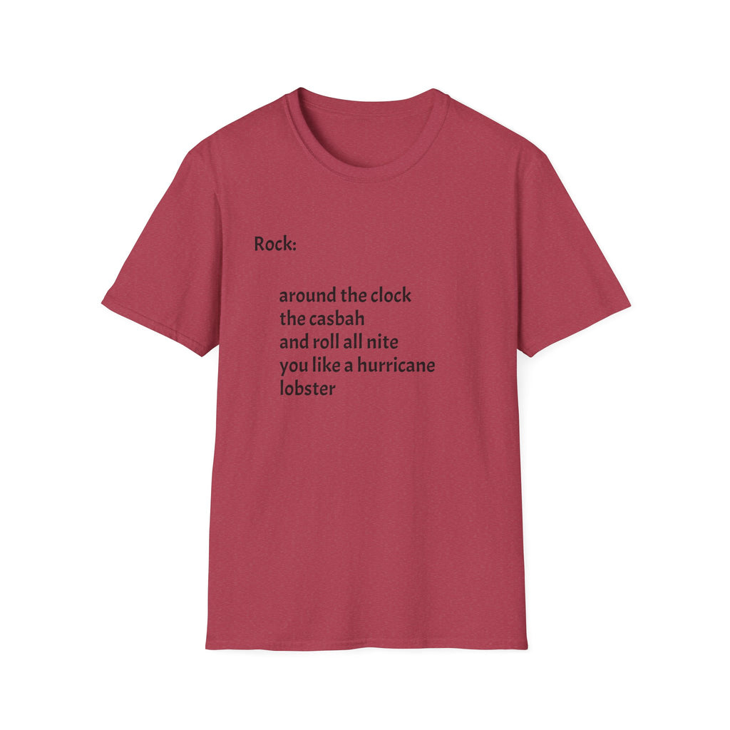 Lyrics Tee — Minimal 'Rock: around the clock the casbah' Song Lyric T-Shirt