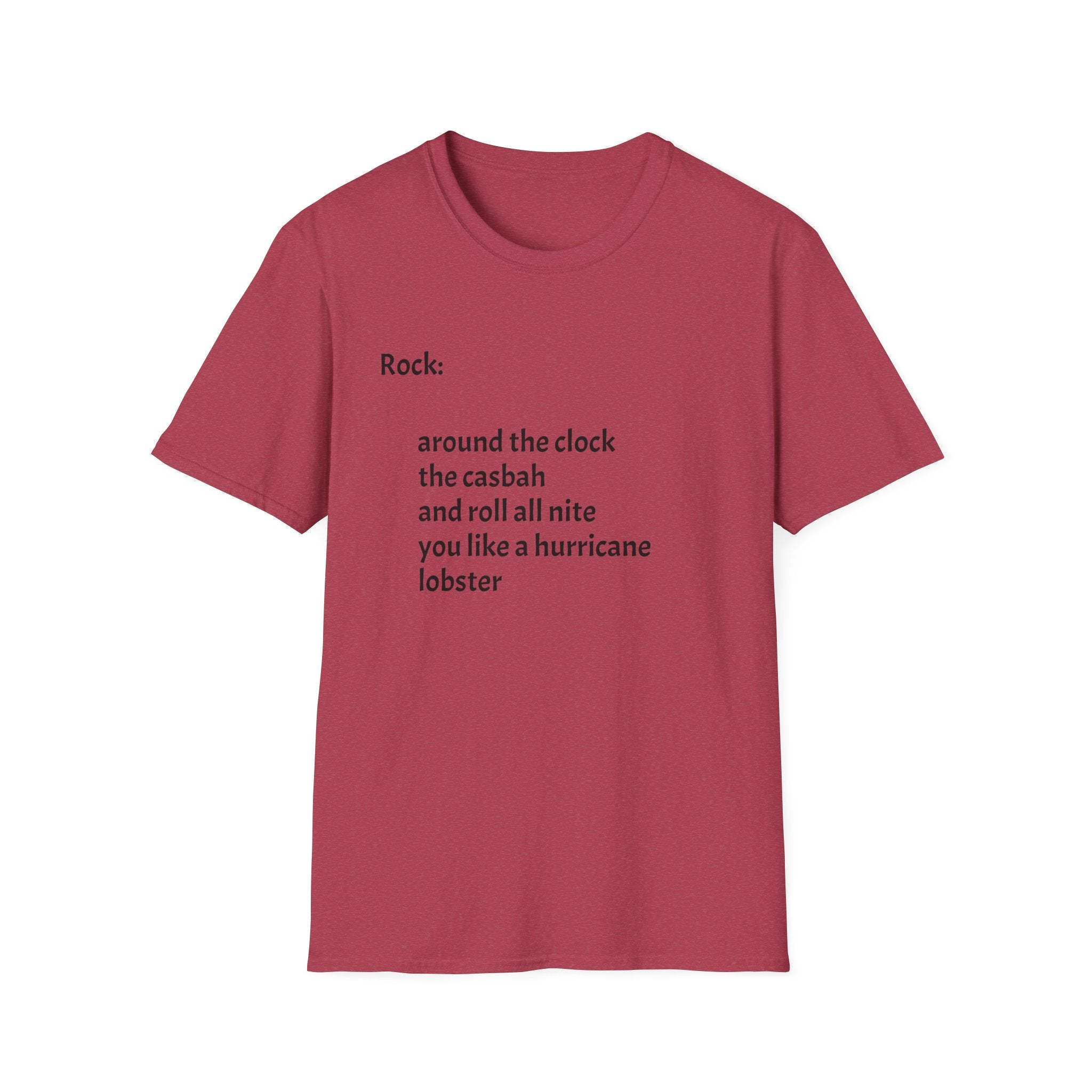Lyrics Tee — Minimal 'Rock: around the clock the casbah' Song Lyric T-Shirt