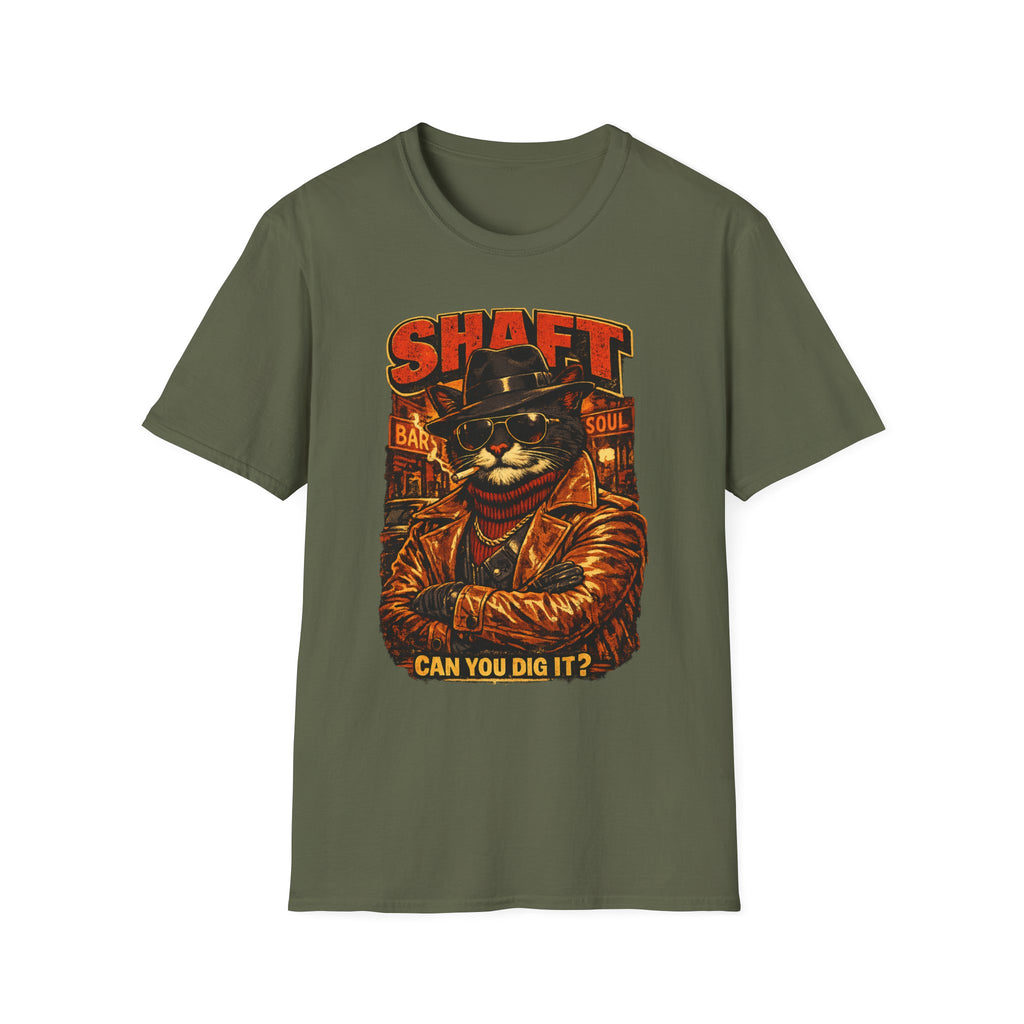 T-Shirt — Retro 'Shaft' Cat Design "Can You Dig It?" Vintage Blaxploitation Style