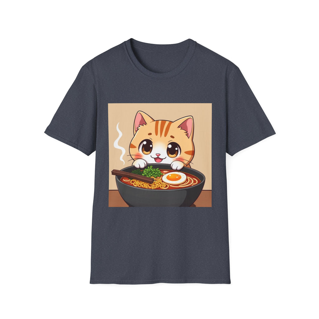 Kawaii Cat with Ramen Bowl T-Shirt | Cute Neko Ramen Tee