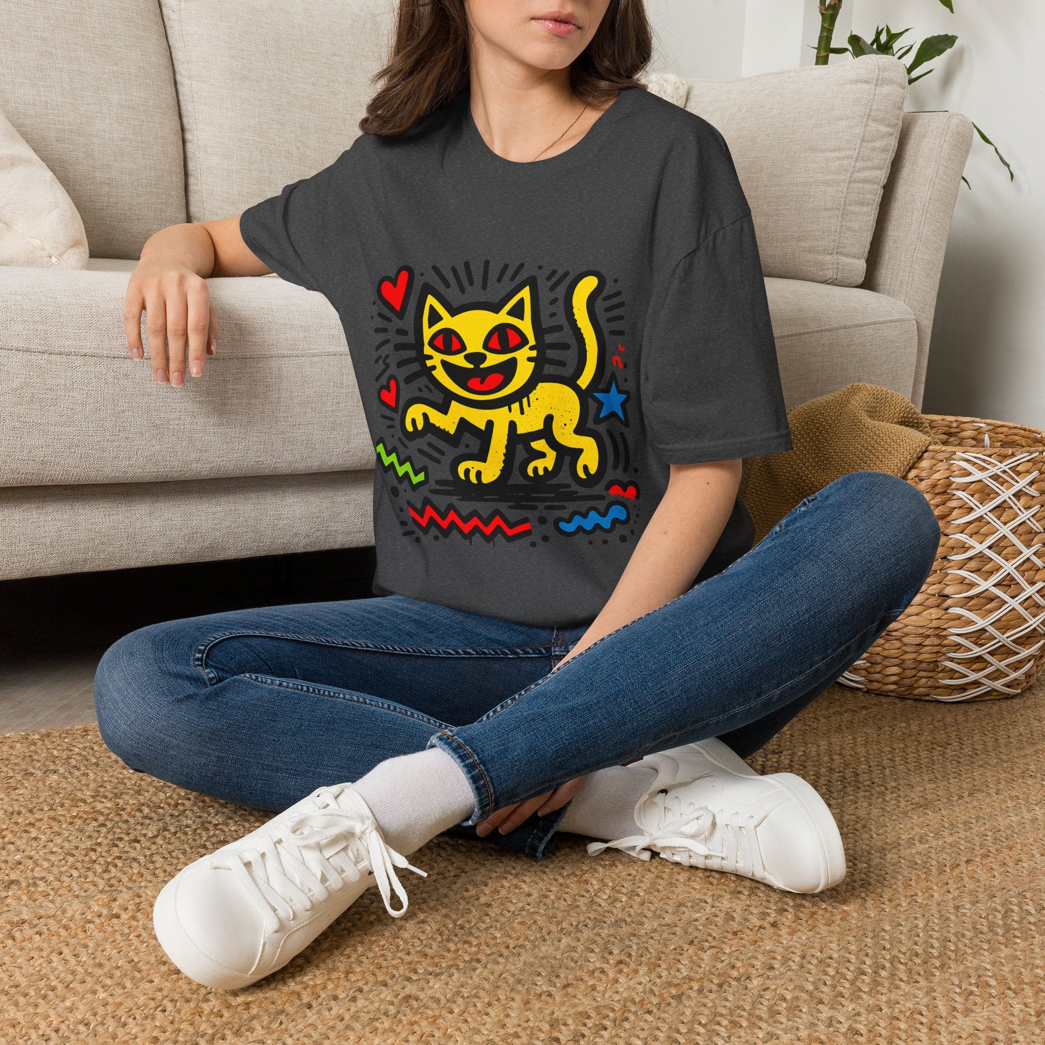 Playful Pop Art Cat T-Shirt | Colorful Retro Graphic Tee