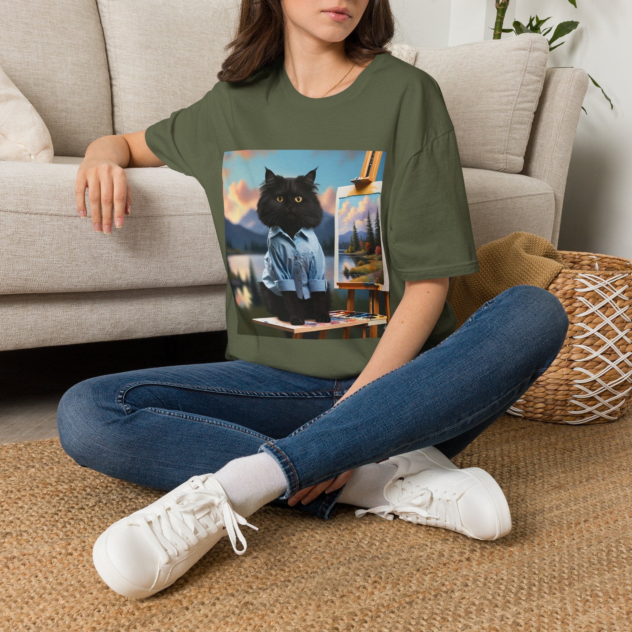 Happy Little Painter Cat T-Shirt