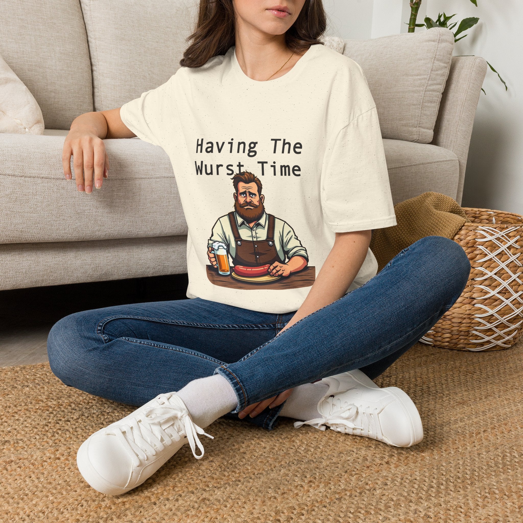 Having The Wurst Time T-Shirt, Funny German Beer, Unisex Humor Tee, Oktoberfest Gift, Casual Wear, Party Outfit