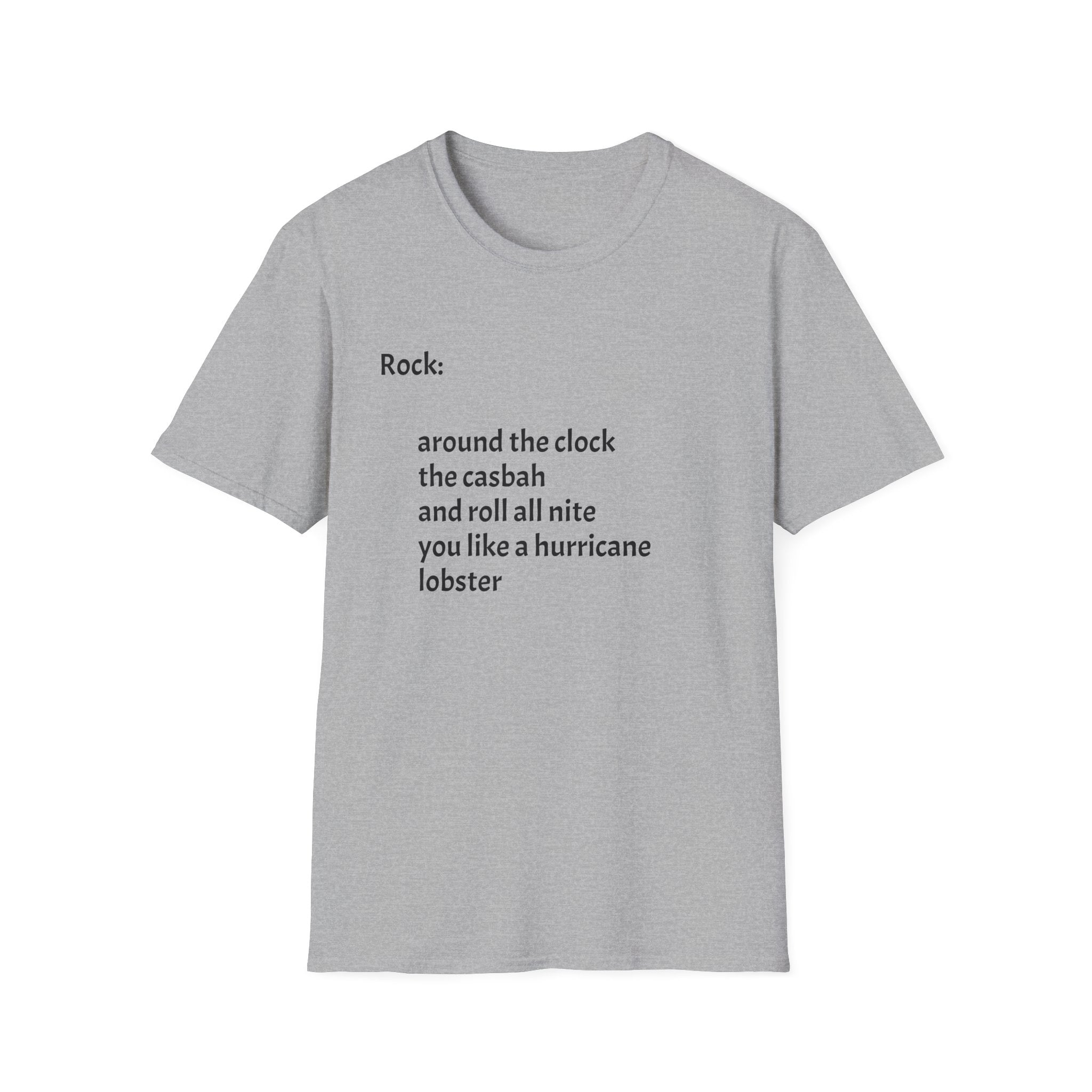 Lyrics Tee — Minimal 'Rock: around the clock the casbah' Song Lyric T-Shirt