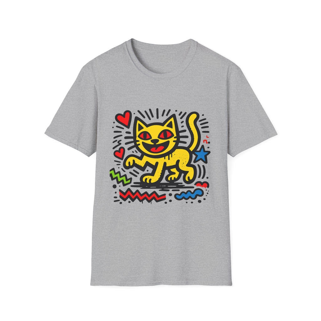 Playful Pop Art Cat T-Shirt | Colorful Retro Graphic Tee
