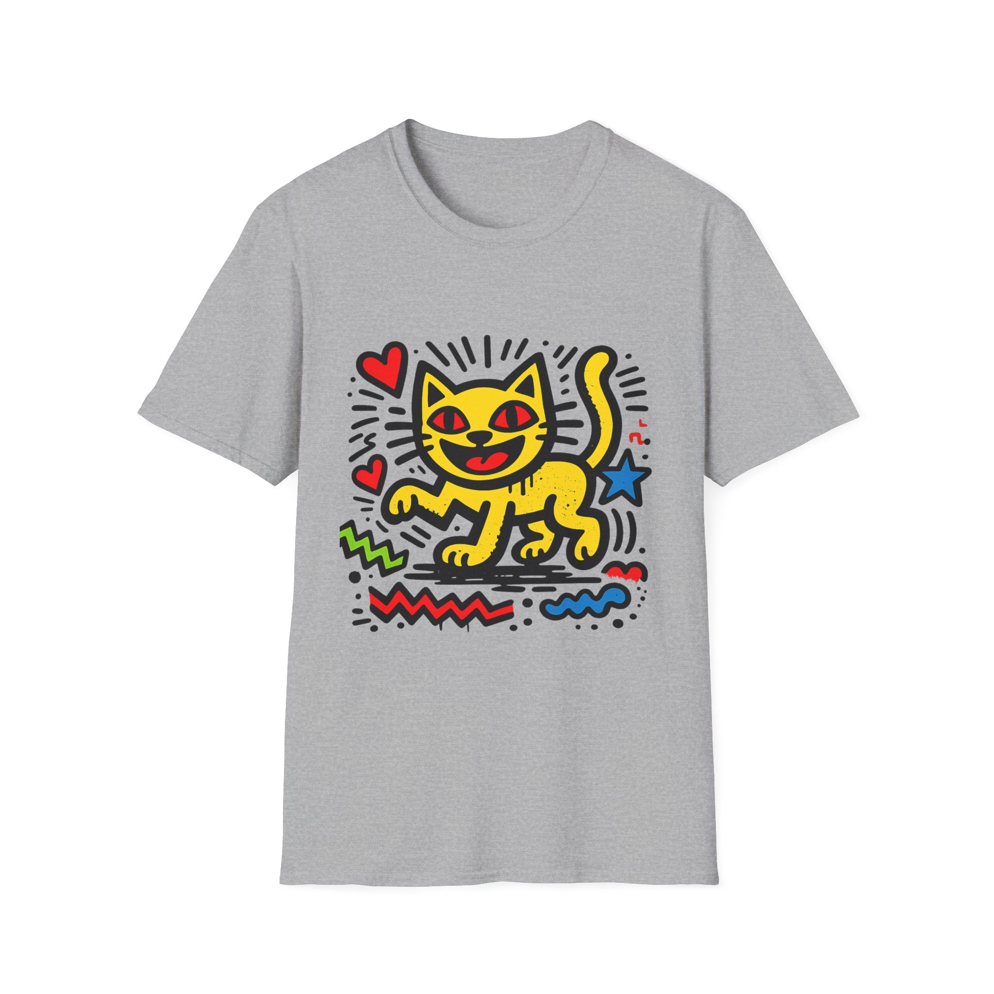 Playful Pop Art Cat T-Shirt | Colorful Retro Graphic Tee