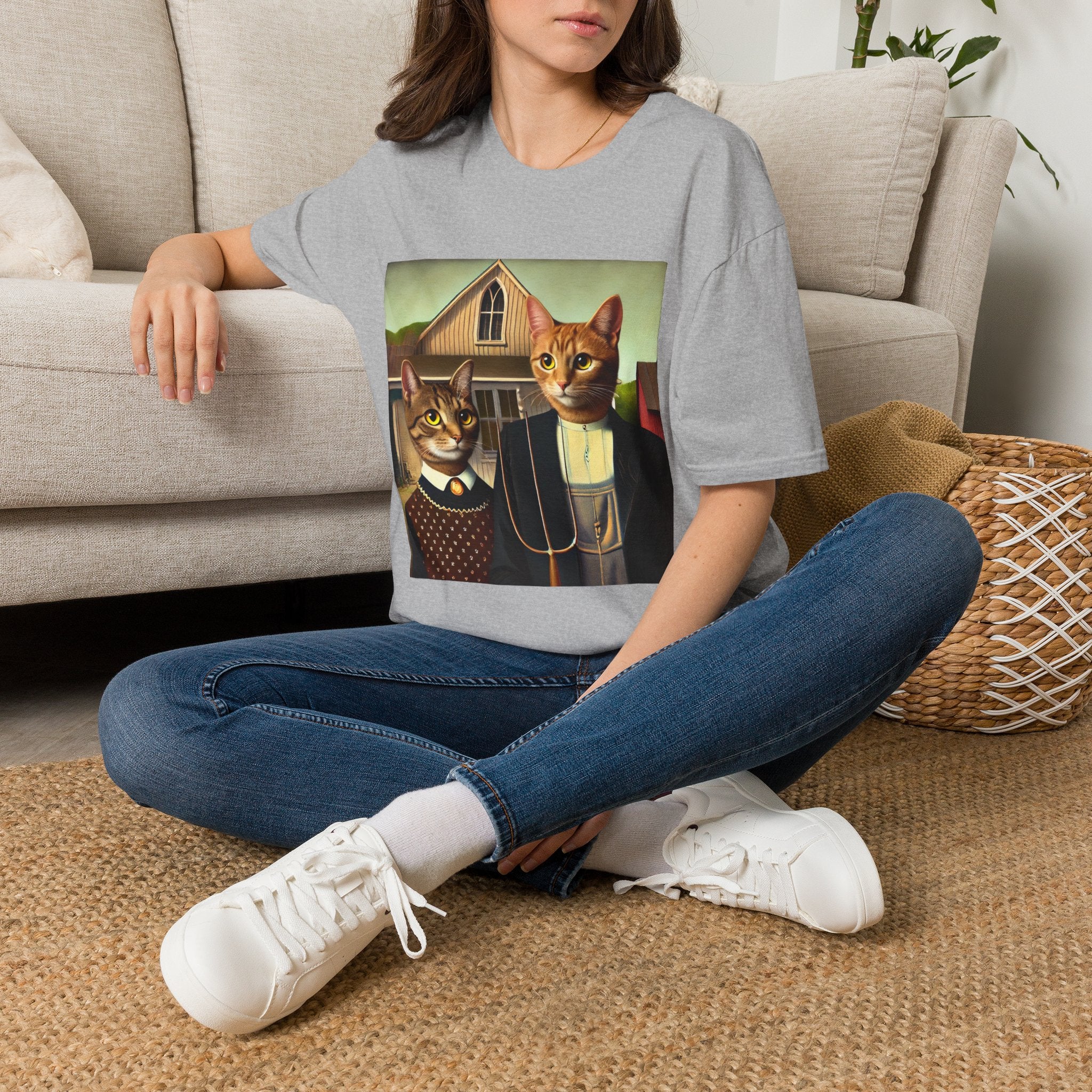 American Gothic Cats T-shirt