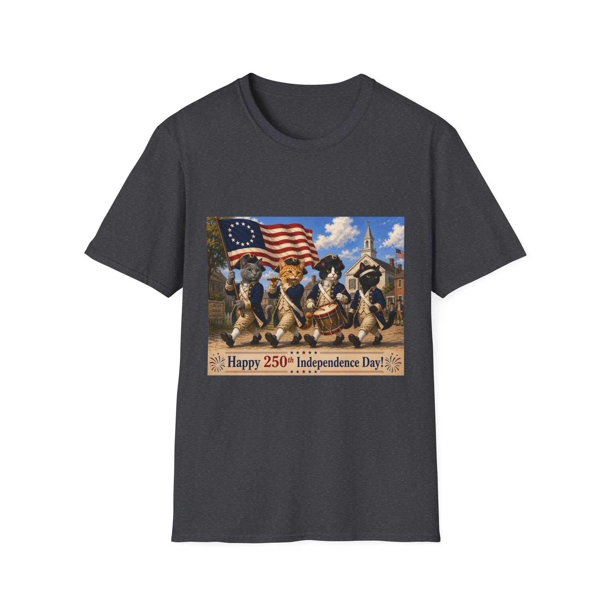 Patriotic Cats 4th of July T-Shirt — Happy 250th Independence Day Design