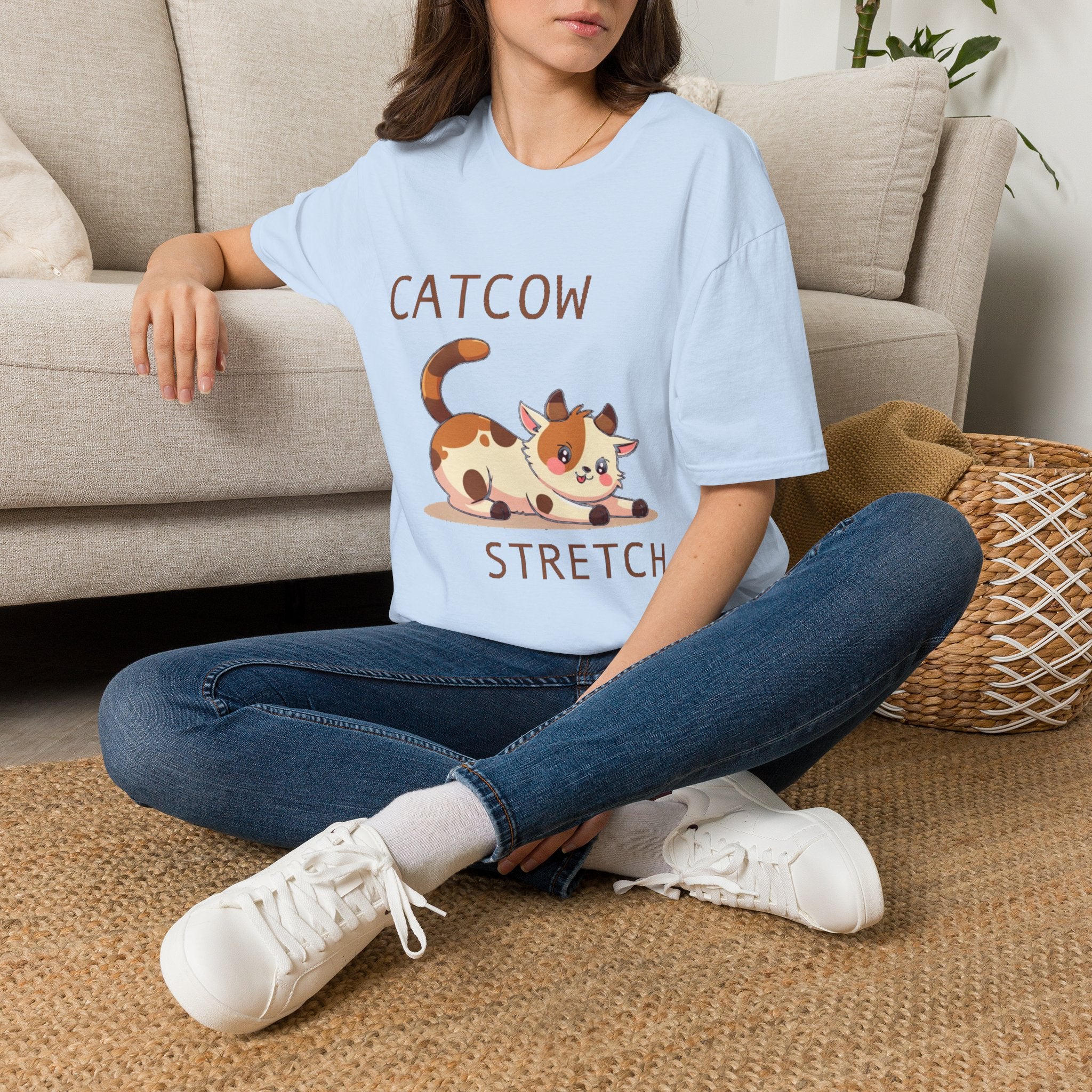 Catcow Stretch T-Shirt | Cute Calico Cat Illustration