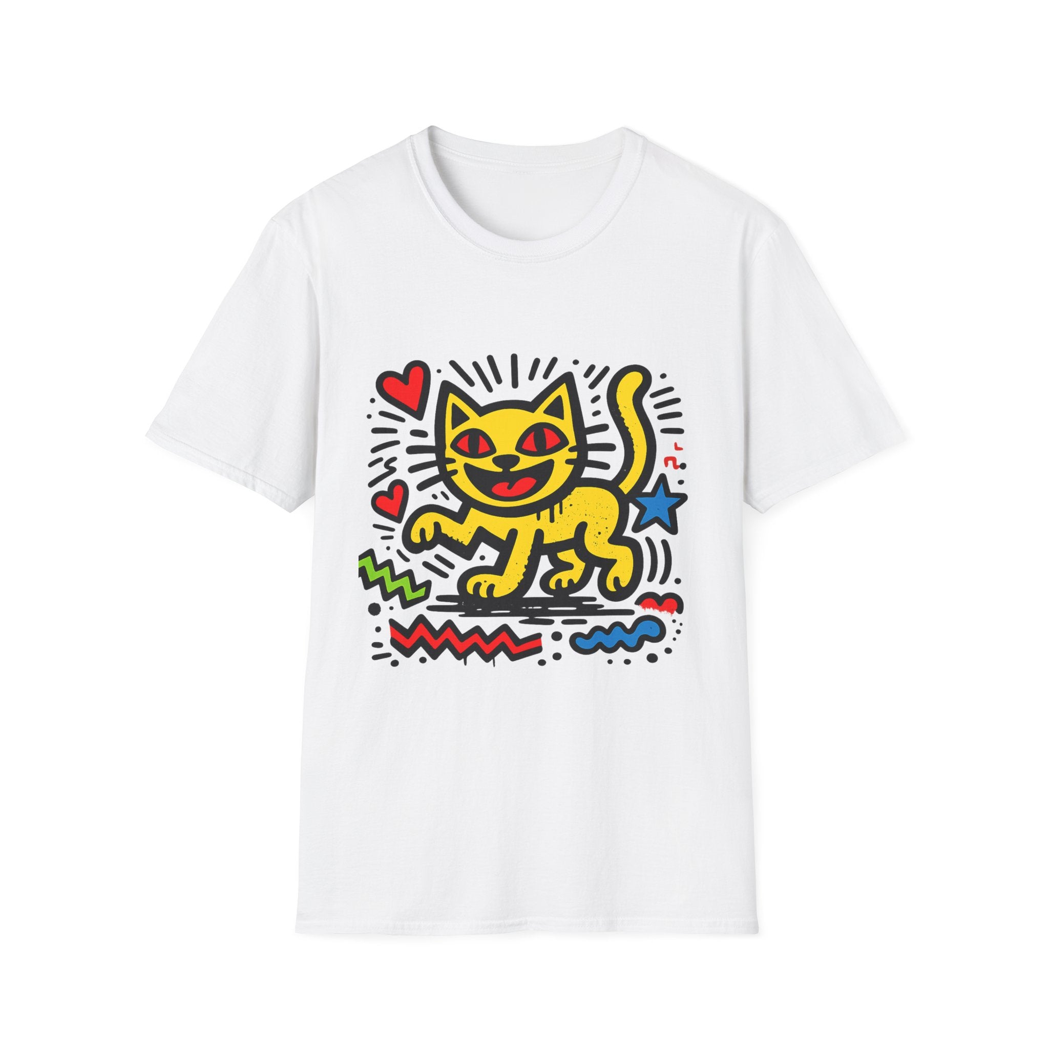 Playful Pop Art Cat T-Shirt | Colorful Retro Graphic Tee