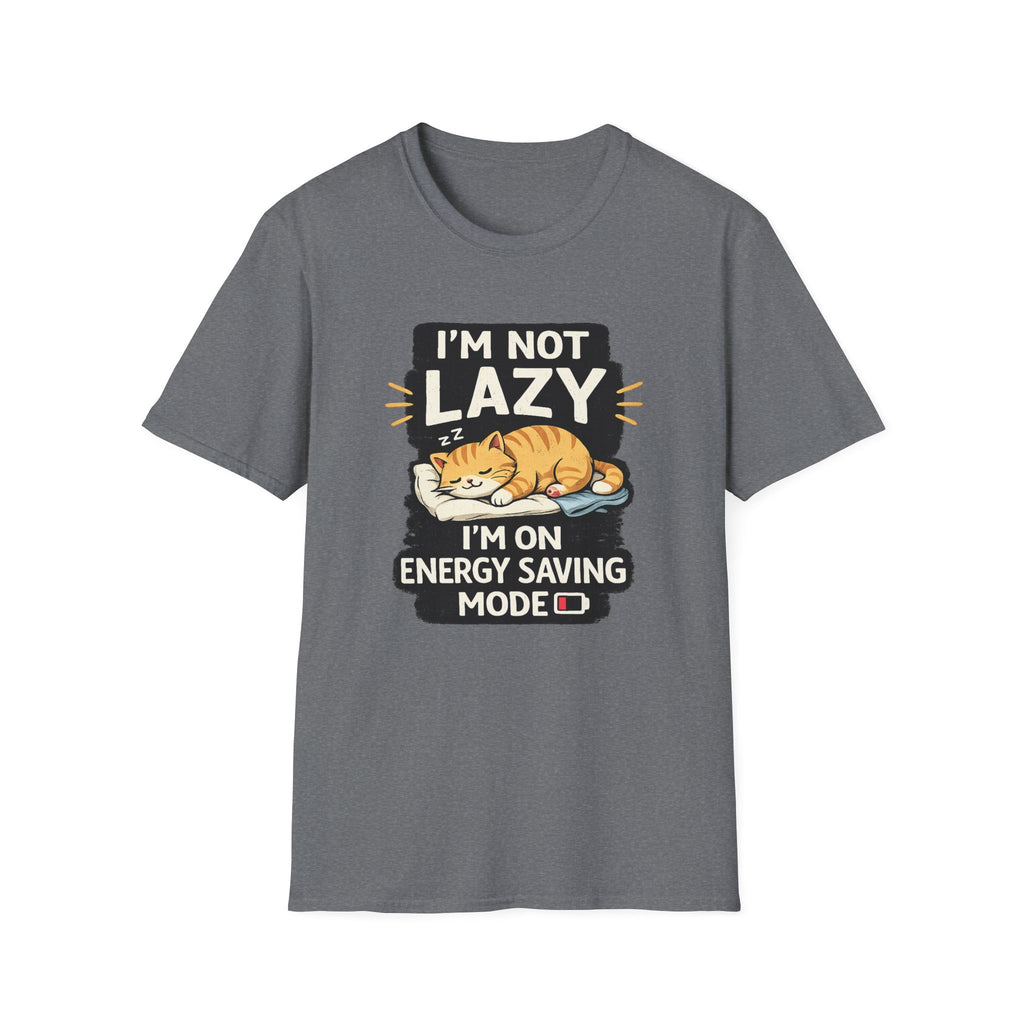 I'm Not Lazy Cat T-Shirt - "I'm On Energy Saving Mode" Funny Cat Graphic Tee