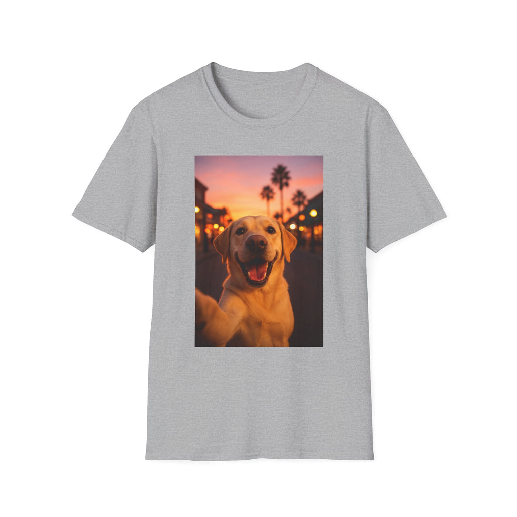 Yellow Lab Dog Selfie Unisex Softstyle T-Shirt - Cute Animal Lover Gift, Dog Mom Shirt, Funny Pet Tee, Puppy Owner Apparel, Dog Selfie
