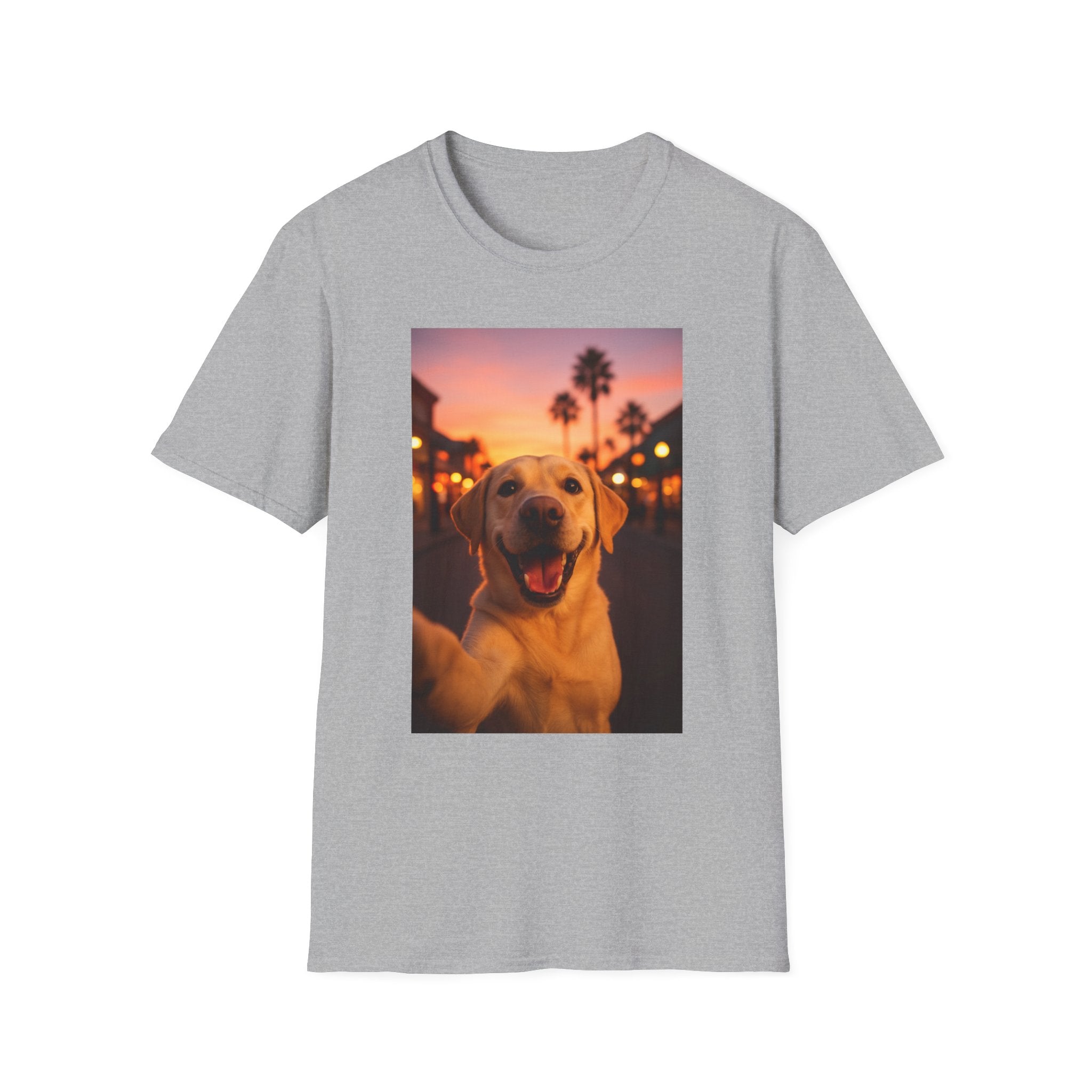 Yellow Lab Dog Selfie Unisex Softstyle T-Shirt - Cute Animal Lover Gift, Dog Mom Shirt, Funny Pet Tee, Puppy Owner Apparel, Dog Selfie