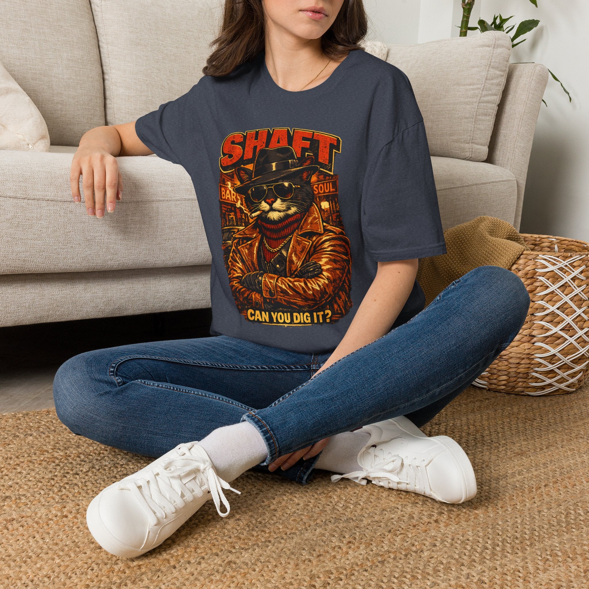 T-Shirt — Retro 'Shaft' Cat Design "Can You Dig It?" Vintage Blaxploitation Style