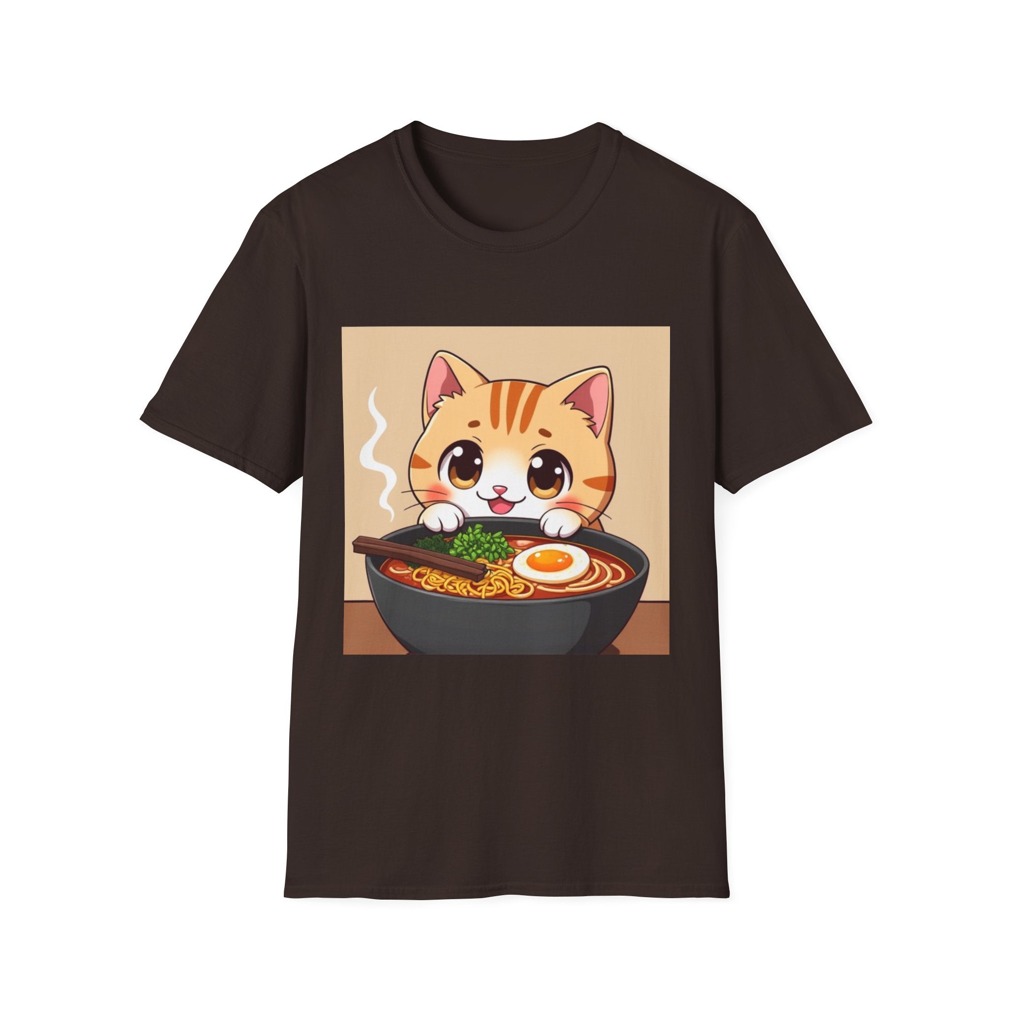 Kawaii Cat with Ramen Bowl T-Shirt | Cute Neko Ramen Tee
