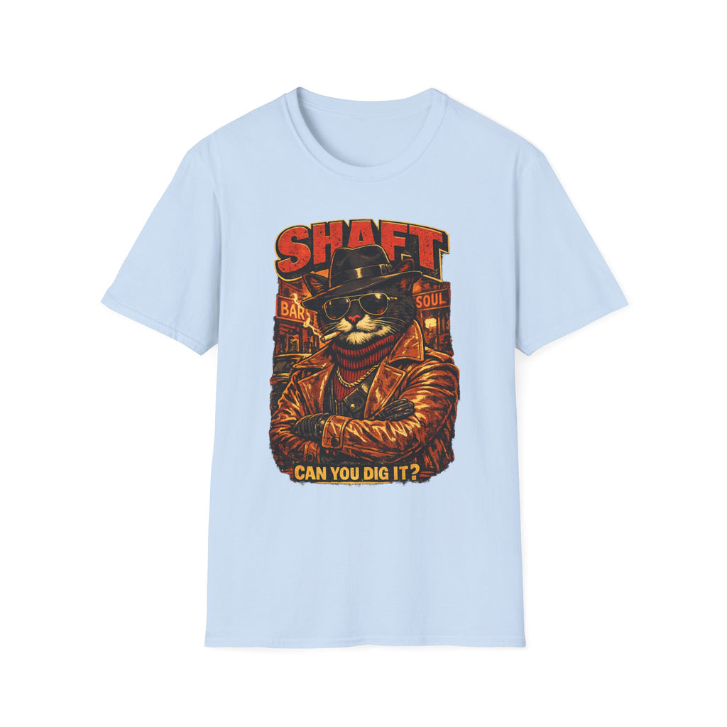 T-Shirt — Retro 'Shaft' Cat Design "Can You Dig It?" Vintage Blaxploitation Style