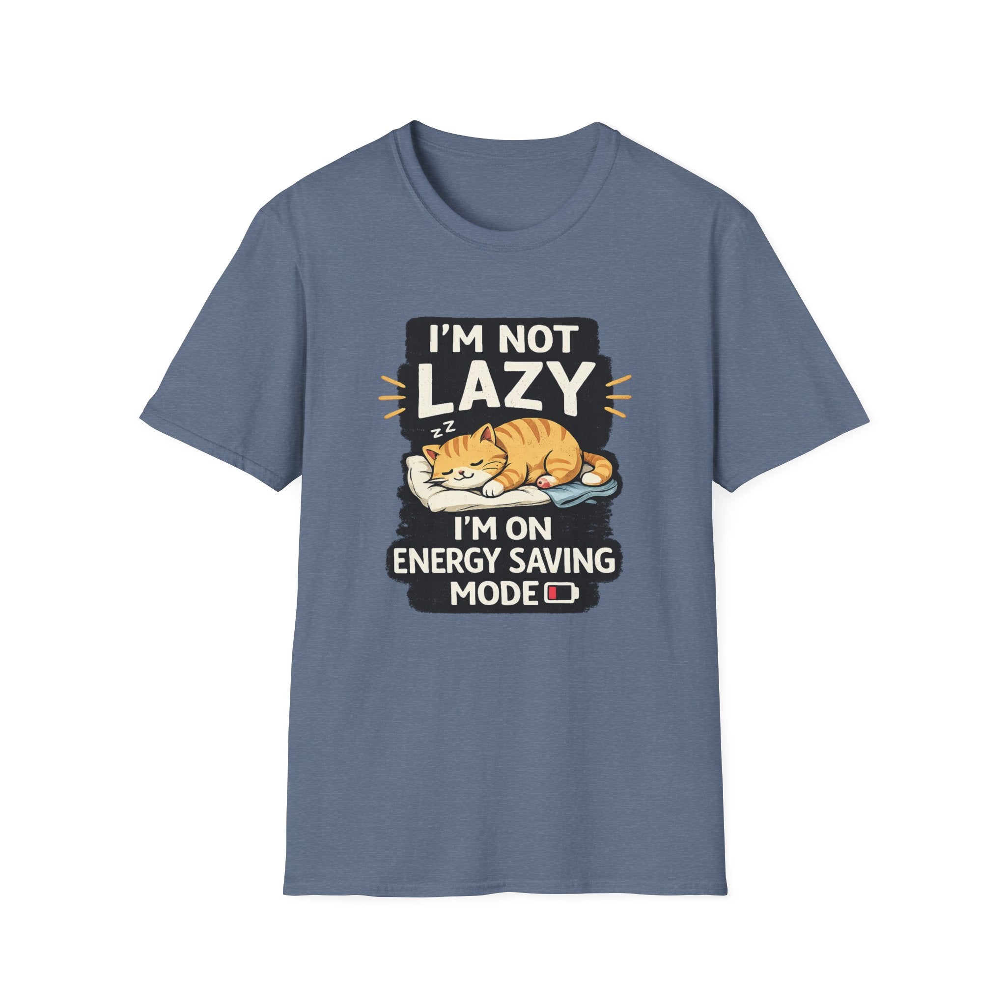 I'm Not Lazy Cat T-Shirt - "I'm On Energy Saving Mode" Funny Cat Graphic Tee