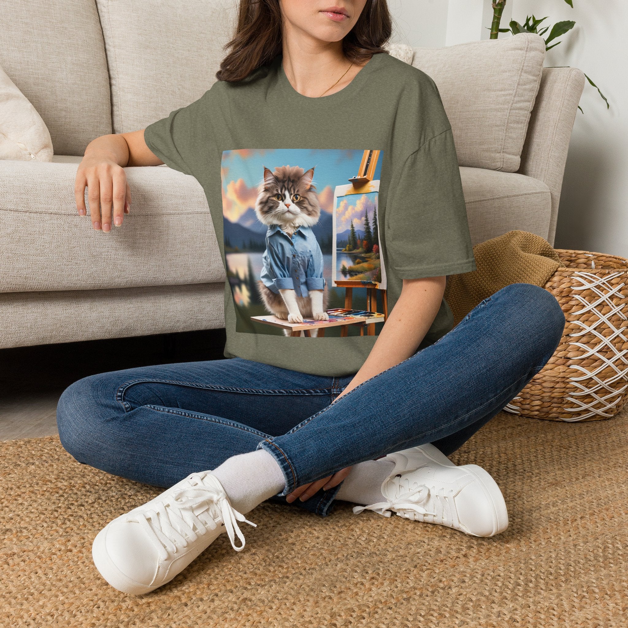 Happy Little Painter Cat T-Shirt
