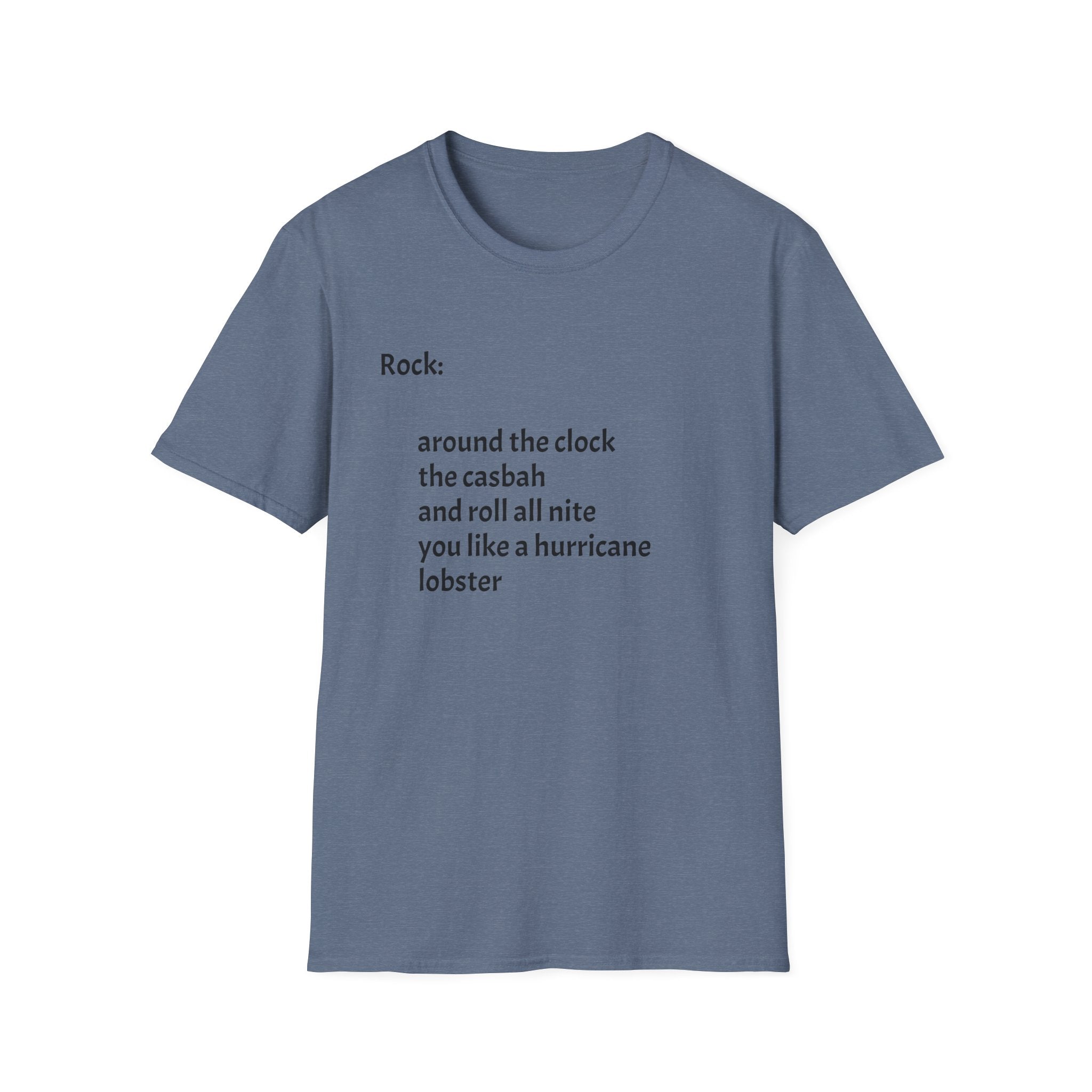 Lyrics Tee — Minimal 'Rock: around the clock the casbah' Song Lyric T-Shirt