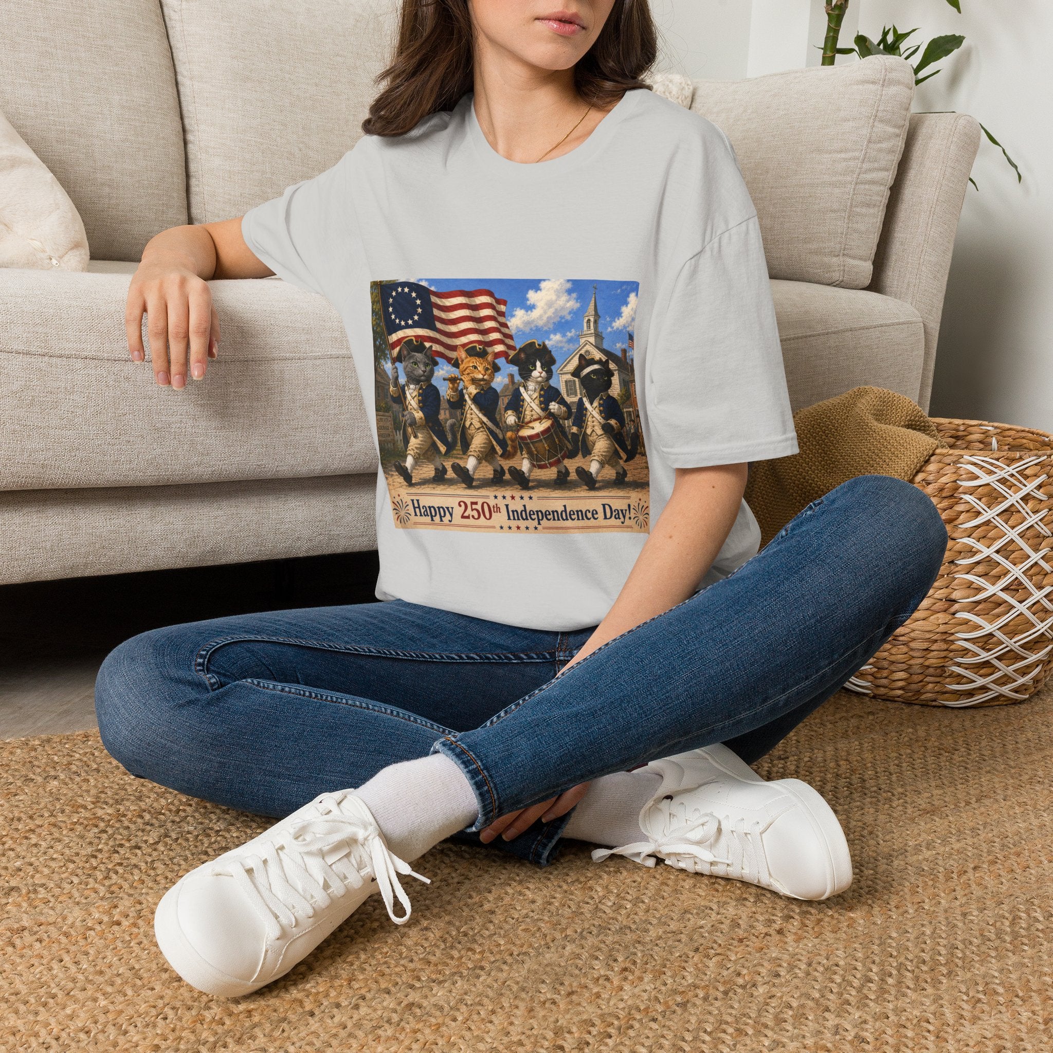 Patriotic Cats 4th of July T-Shirt — Happy 250th Independence Day Design
