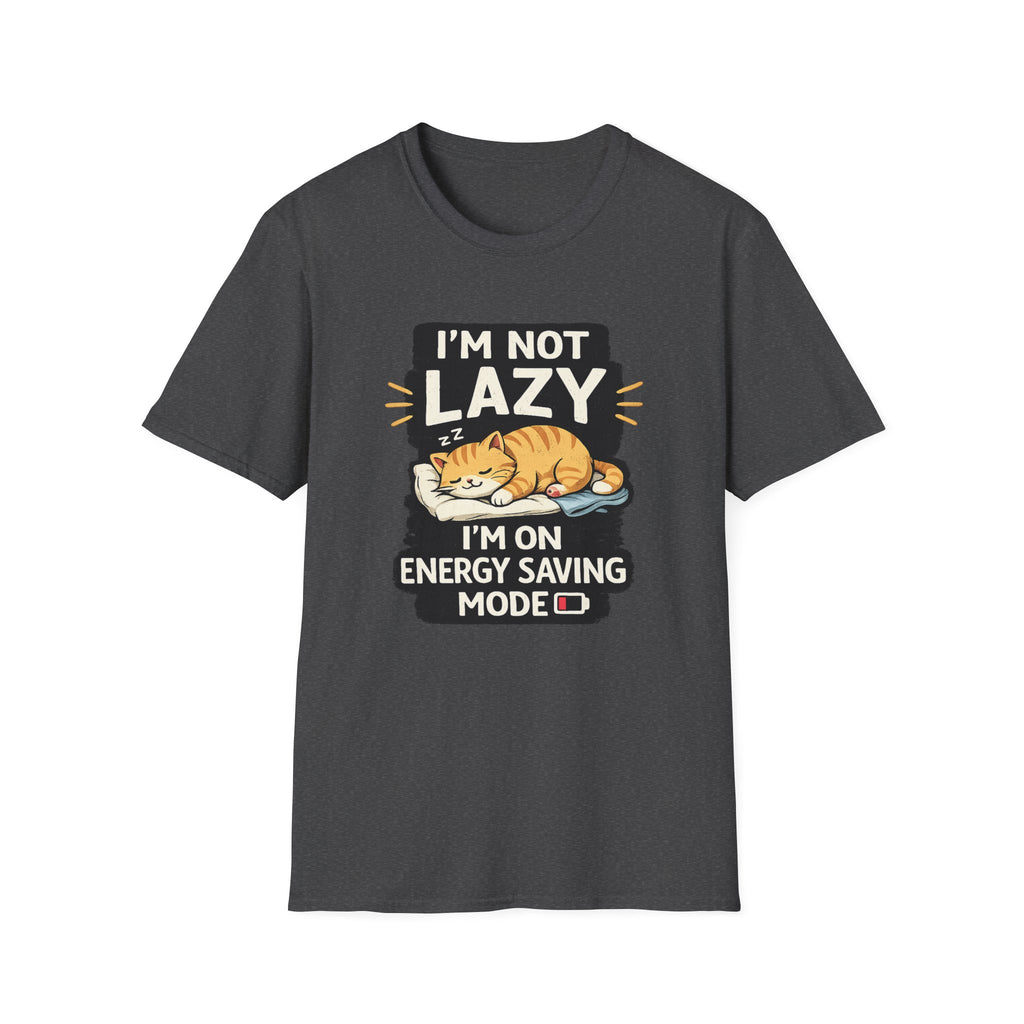 I'm Not Lazy Cat T-Shirt - "I'm On Energy Saving Mode" Funny Cat Graphic Tee