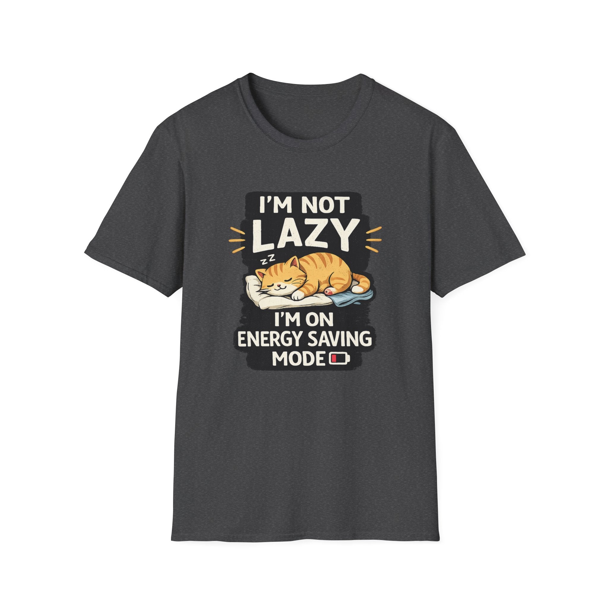 I'm Not Lazy Cat T-Shirt - "I'm On Energy Saving Mode" Funny Cat Graphic Tee