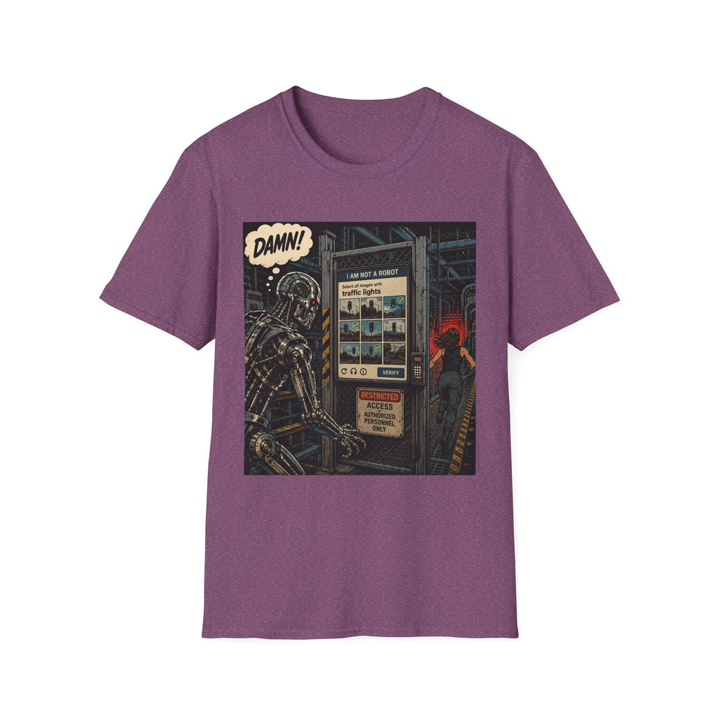 Retro Robot Comic T-Shirt — "DAMN! I Am Not a Robot" Graphic Tee