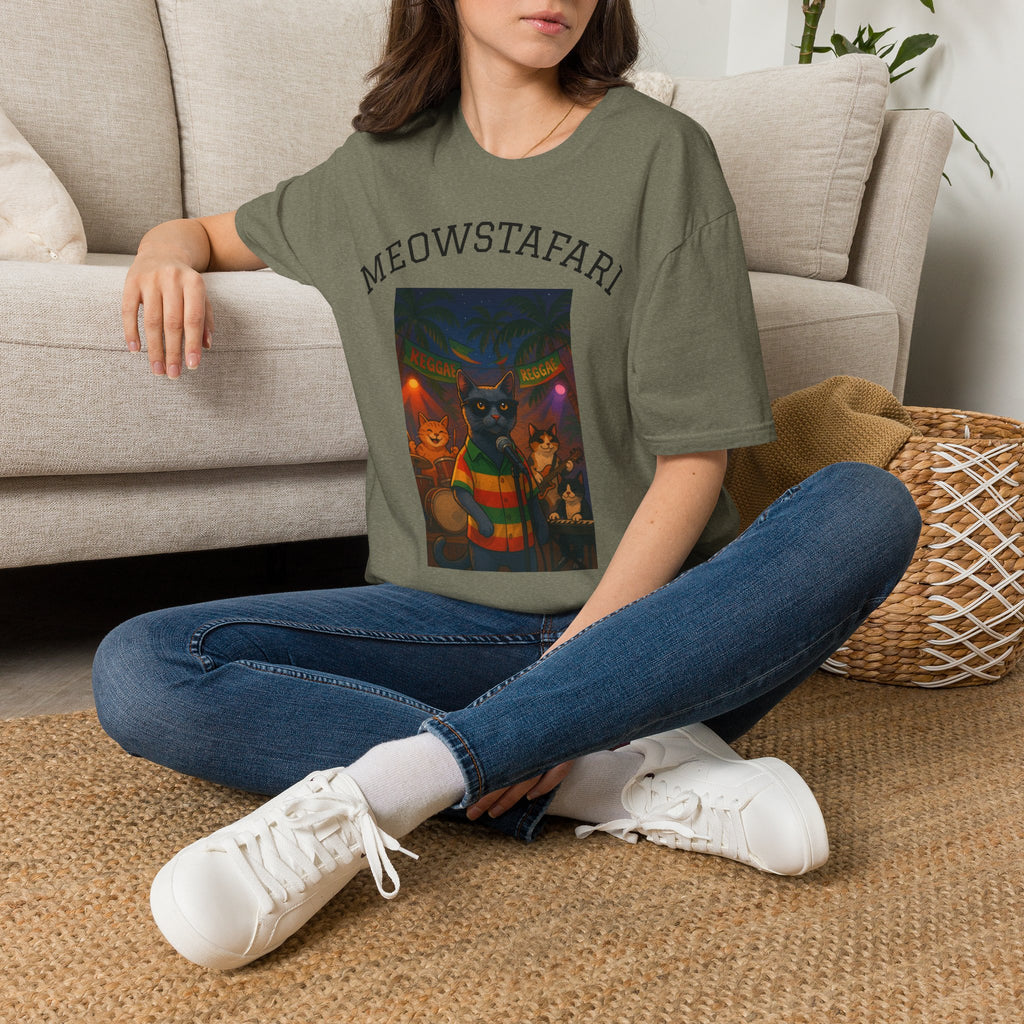 Reggae Cats Unisex Softstyle T-Shirt, Meowstafari Tee, Cat Lovers Shirt, Music Festival Apparel, Rasta Feline Top