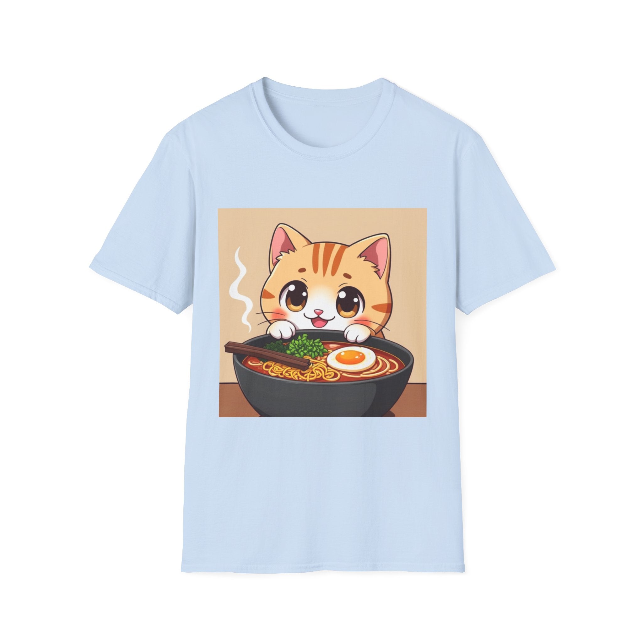 Kawaii Cat with Ramen Bowl T-Shirt | Cute Neko Ramen Tee