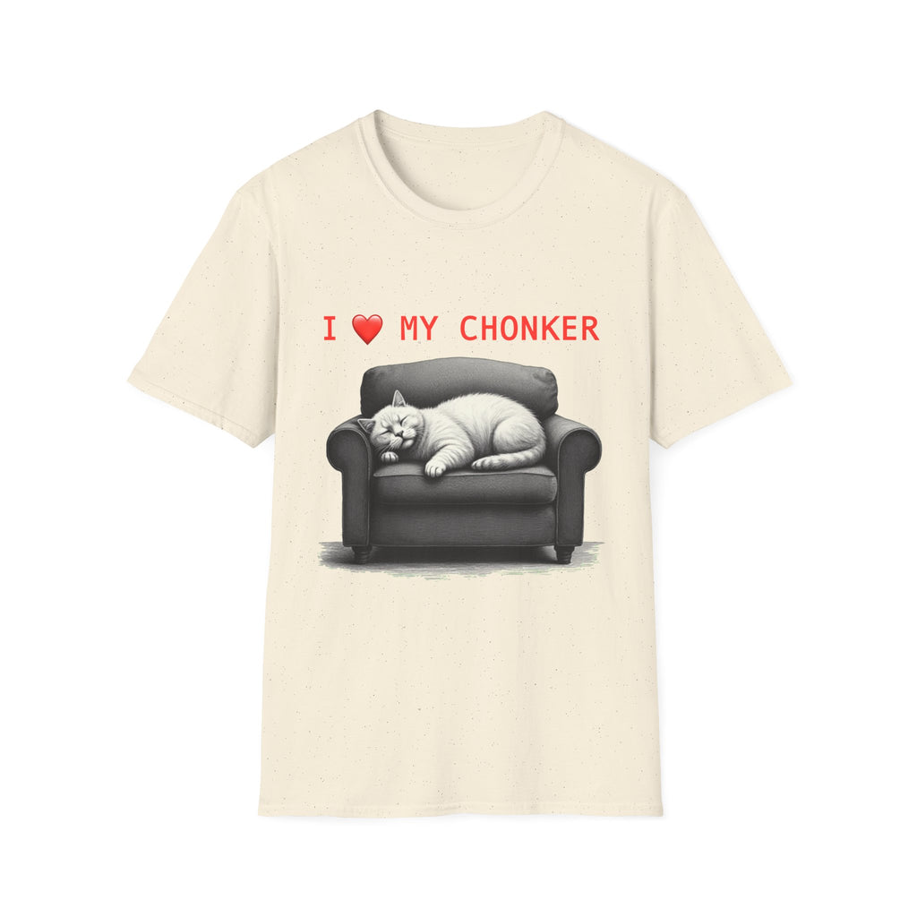 I Heart My Chonker Unisex Softstyle T-Shirt, Fat Cat Lover Tee, Plus Size Animal Shirt, Funny Kitty Graphic Top, Cat Mom/Dad Gift