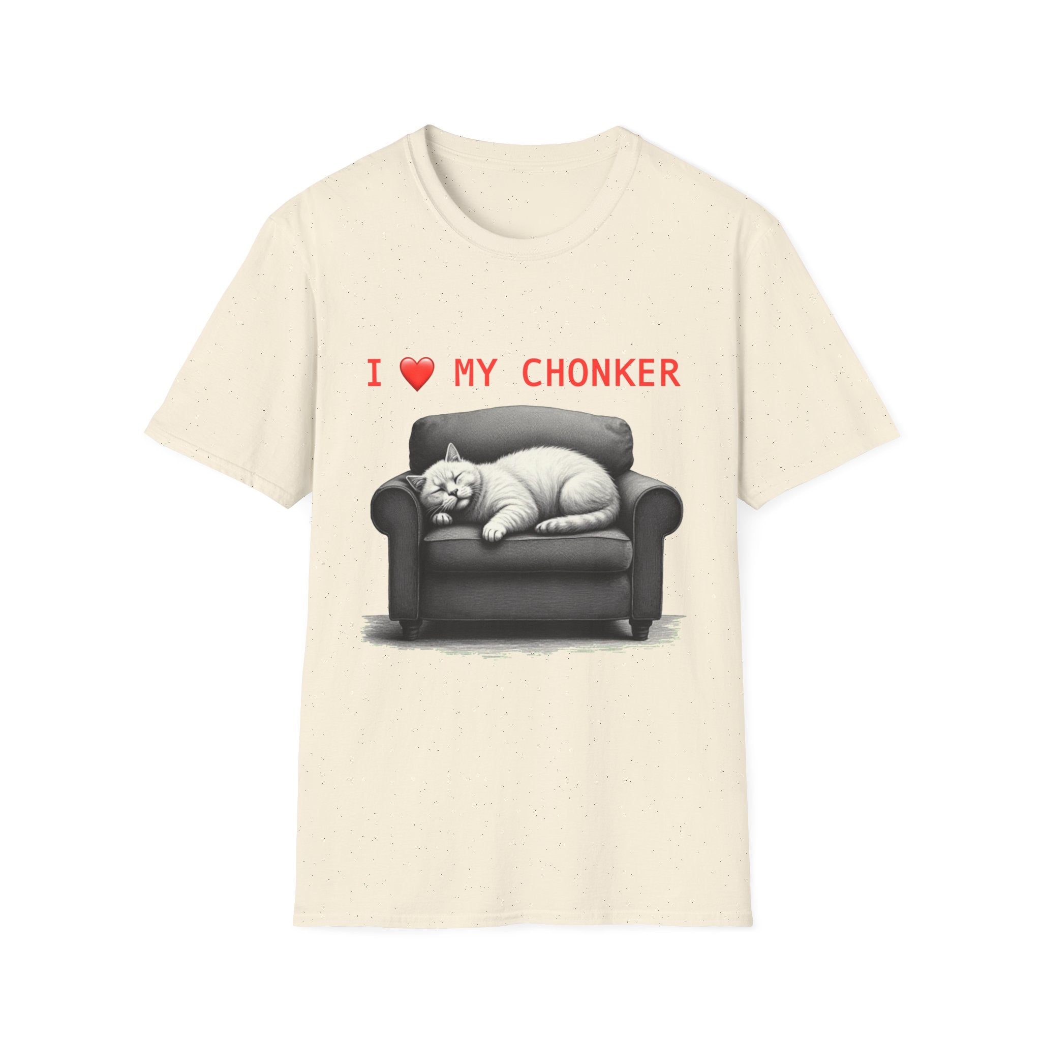 I Heart My Chonker Unisex Softstyle T-Shirt, Fat Cat Lover Tee, Plus Size Animal Shirt, Funny Kitty Graphic Top, Cat Mom/Dad Gift