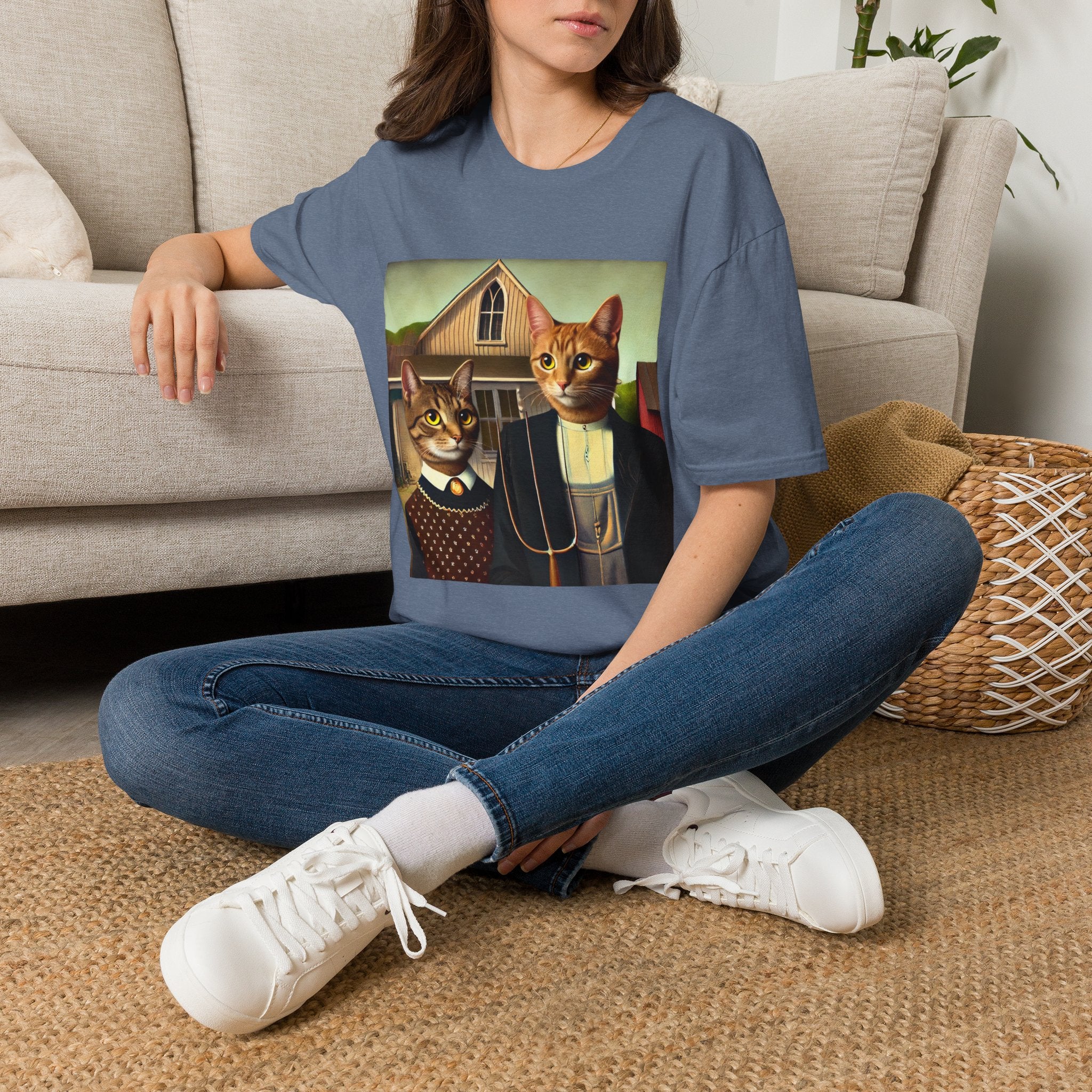 American Gothic Cats T-shirt