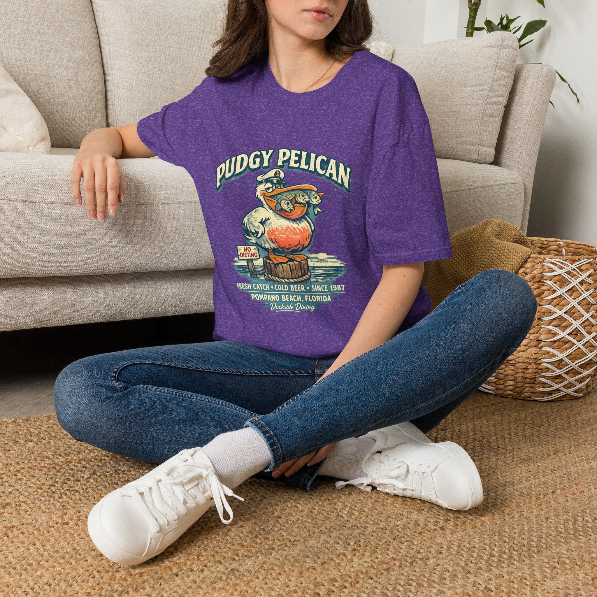 Pudgy Pelican Graphic T-Shirt — Vintage Beach Bird Tee
