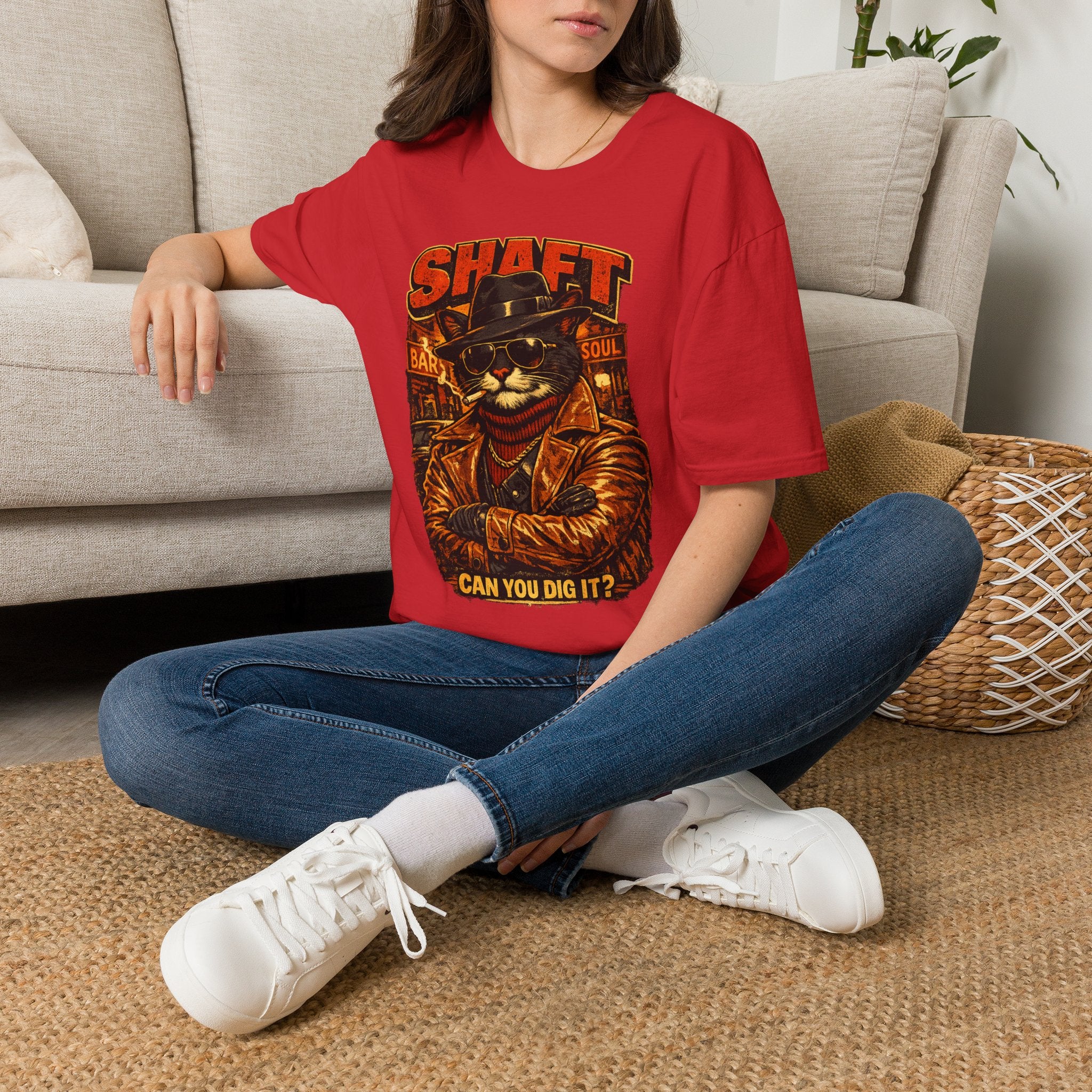 T-Shirt — Retro 'Shaft' Cat Design "Can You Dig It?" Vintage Blaxploitation Style