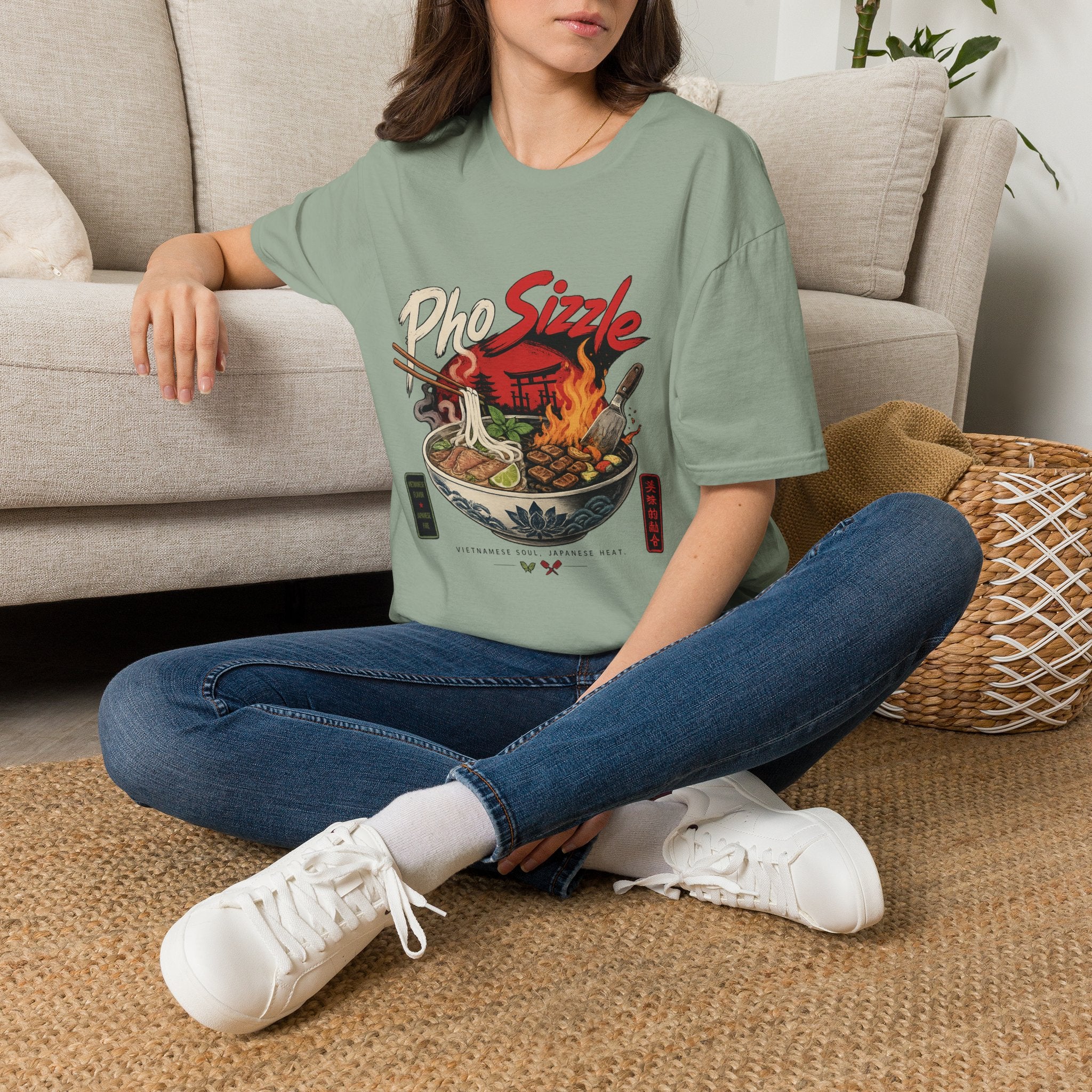 Pho Sizzle T-Shirt – Asian Fusion Street Food Bowl Graphic Tee