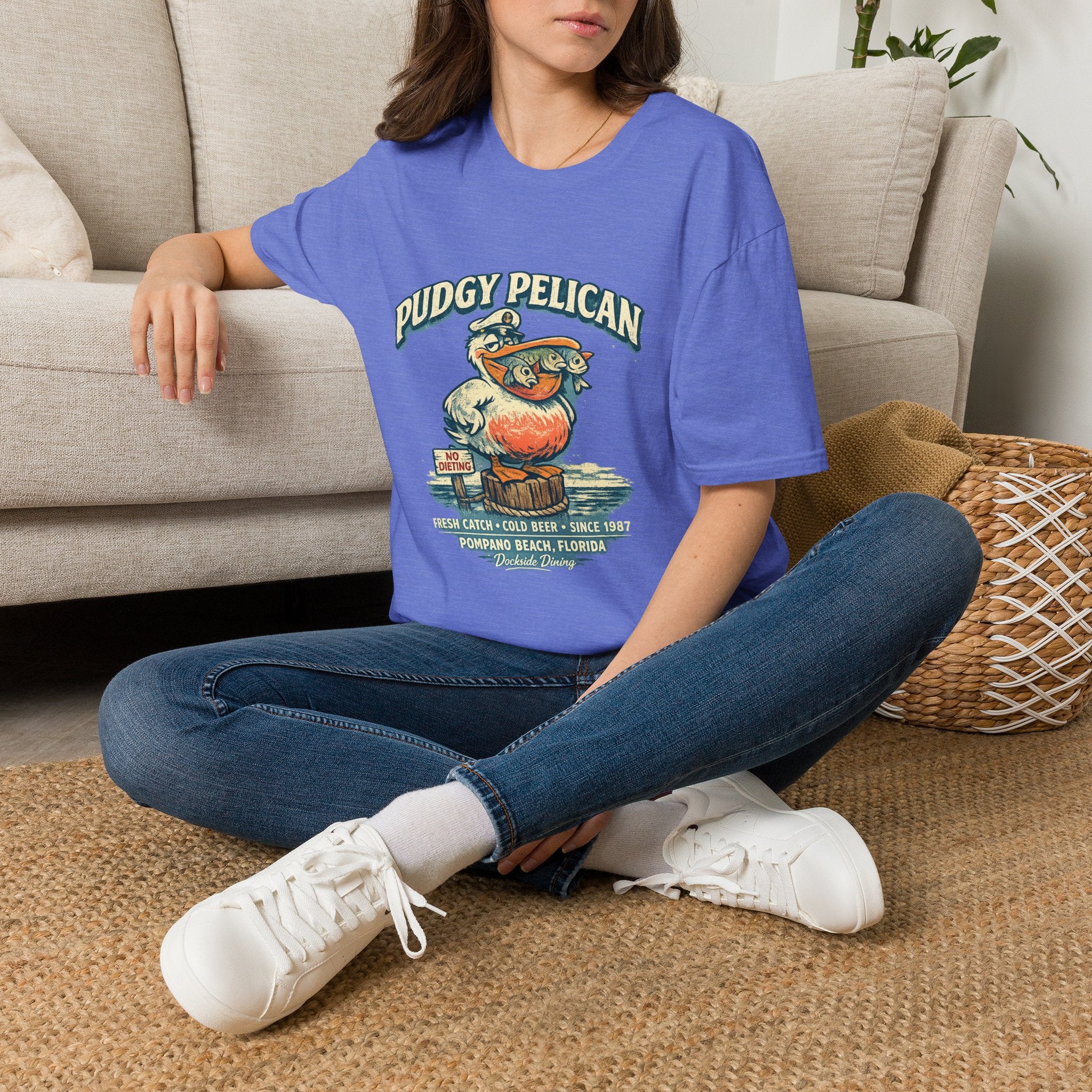 Pudgy Pelican Graphic T-Shirt — Vintage Beach Bird Tee