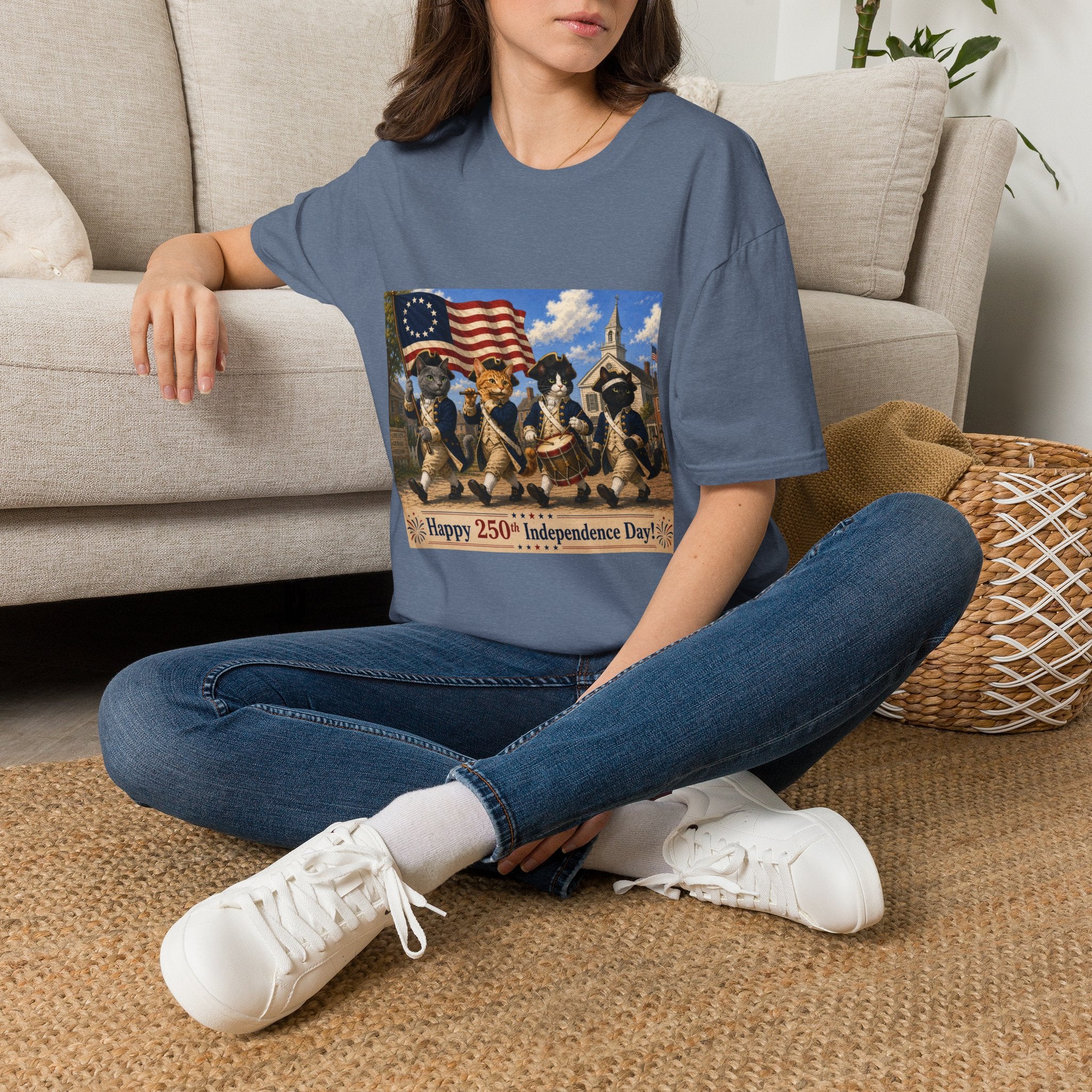 Patriotic Cats 4th of July T-Shirt — Happy 250th Independence Day Design
