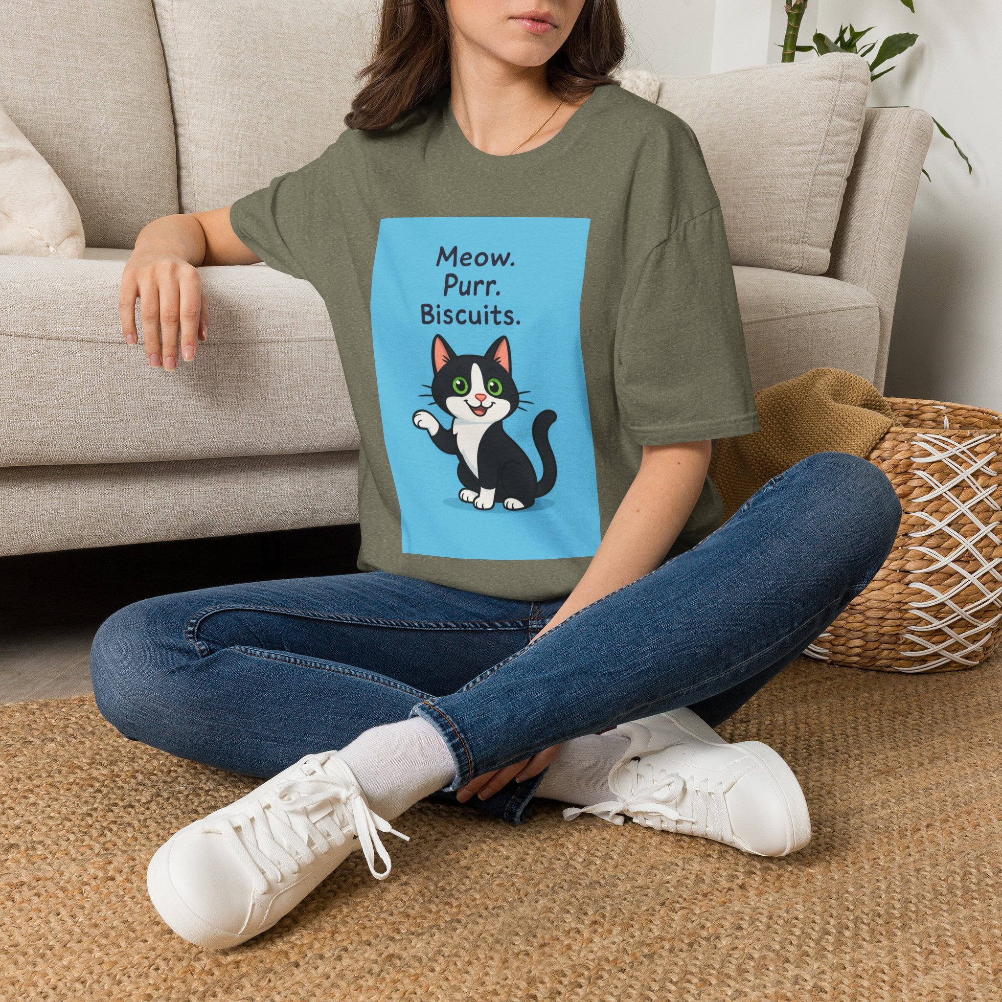 Meow Purr Biscuits T-Shirt, Cat Lover Gift, Cute Kitty Tee, Funny Animal Shirt, Kitten Graphic Top, Feline Apparel