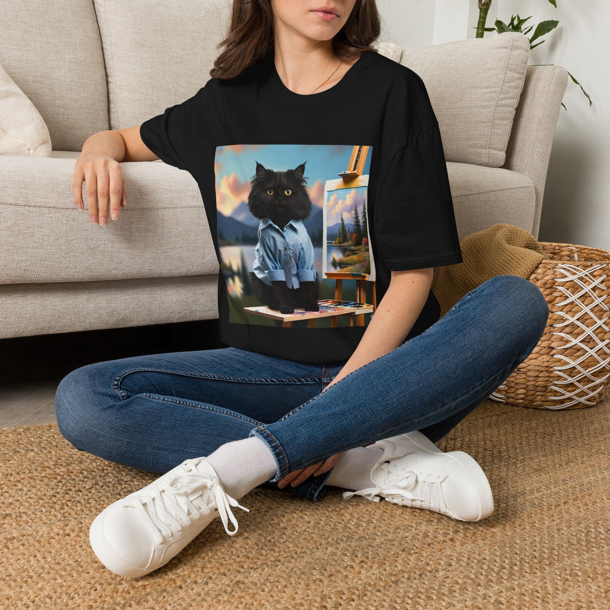 Happy Little Painter Cat T-Shirt
