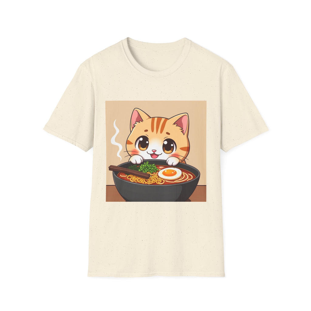 Kawaii Cat with Ramen Bowl T-Shirt | Cute Neko Ramen Tee