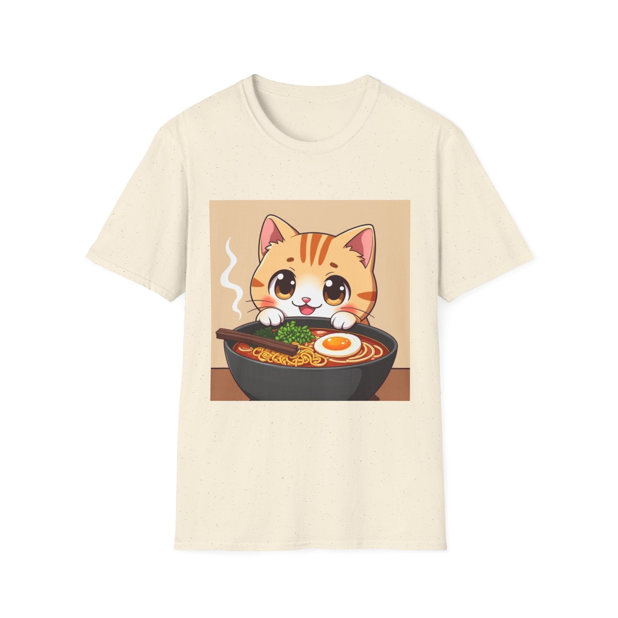 Kawaii Cat with Ramen Bowl T-Shirt | Cute Neko Ramen Tee