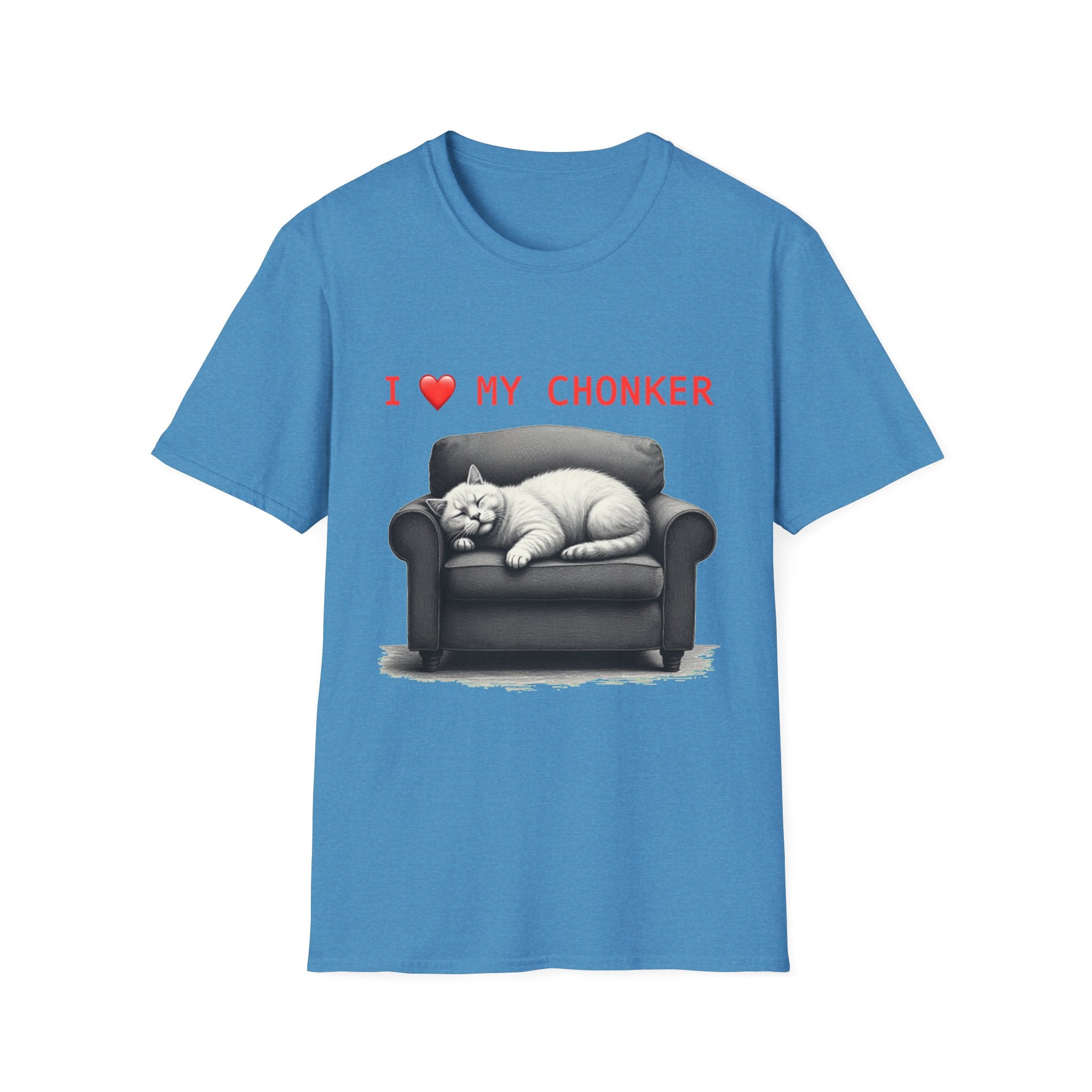 I Heart My Chonker Unisex Softstyle T-Shirt, Fat Cat Lover Tee, Plus Size Animal Shirt, Funny Kitty Graphic Top, Cat Mom/Dad Gift