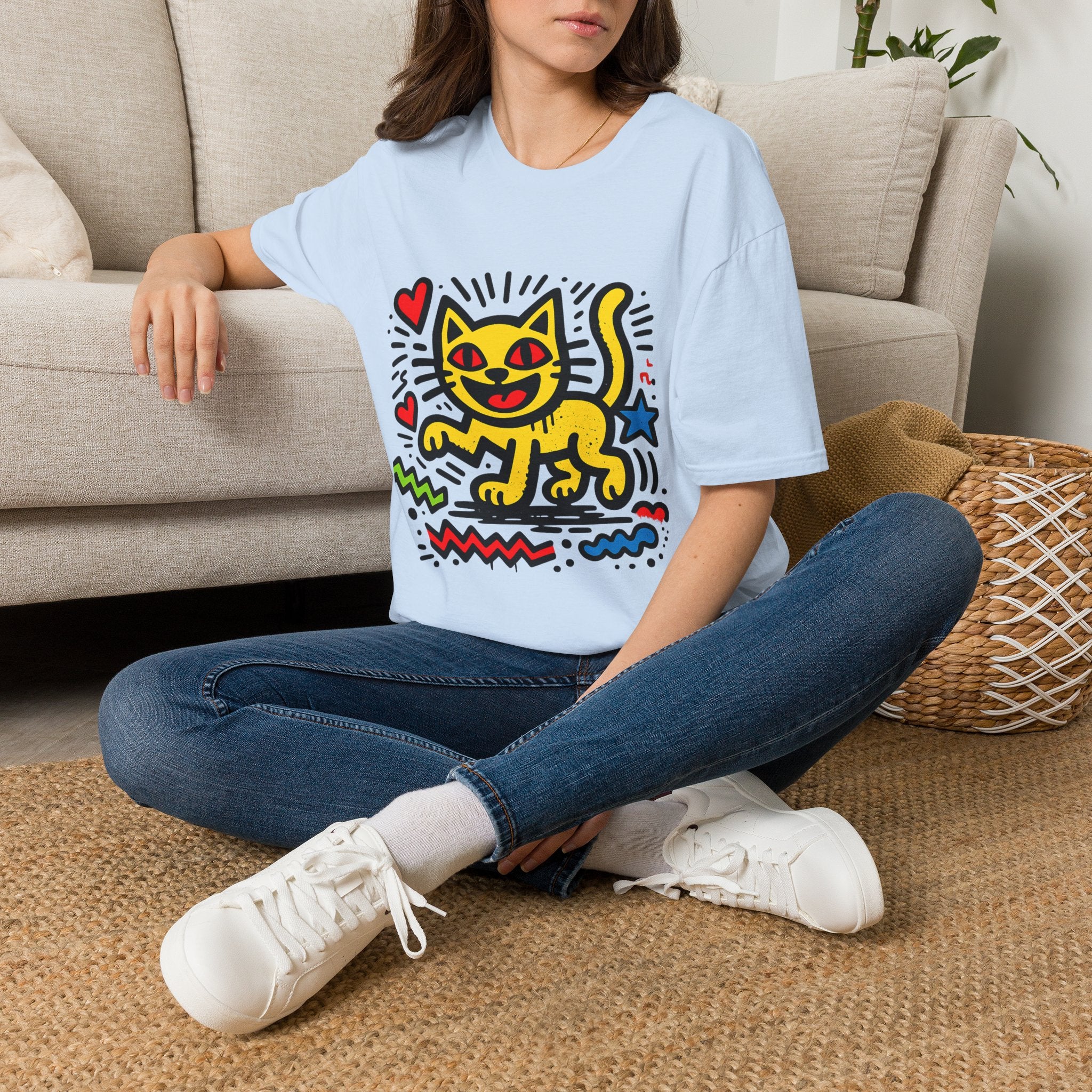 Playful Pop Art Cat T-Shirt | Colorful Retro Graphic Tee